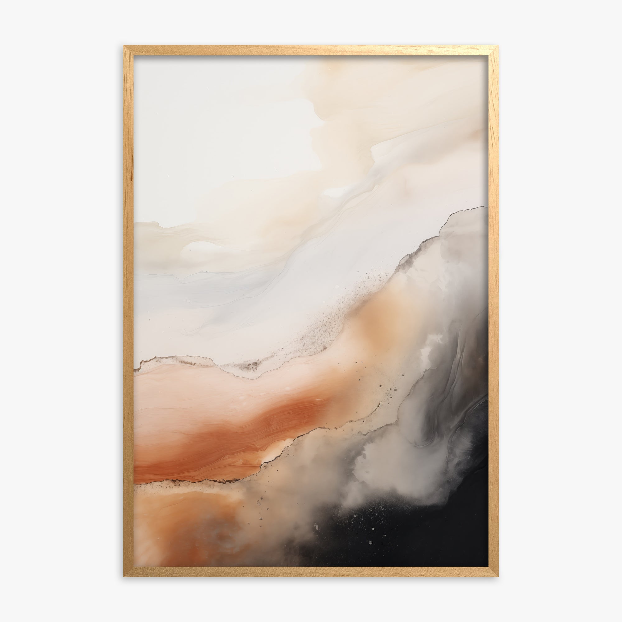 Desert Storm Horizon, Oak Framed Poster With Oak Frame