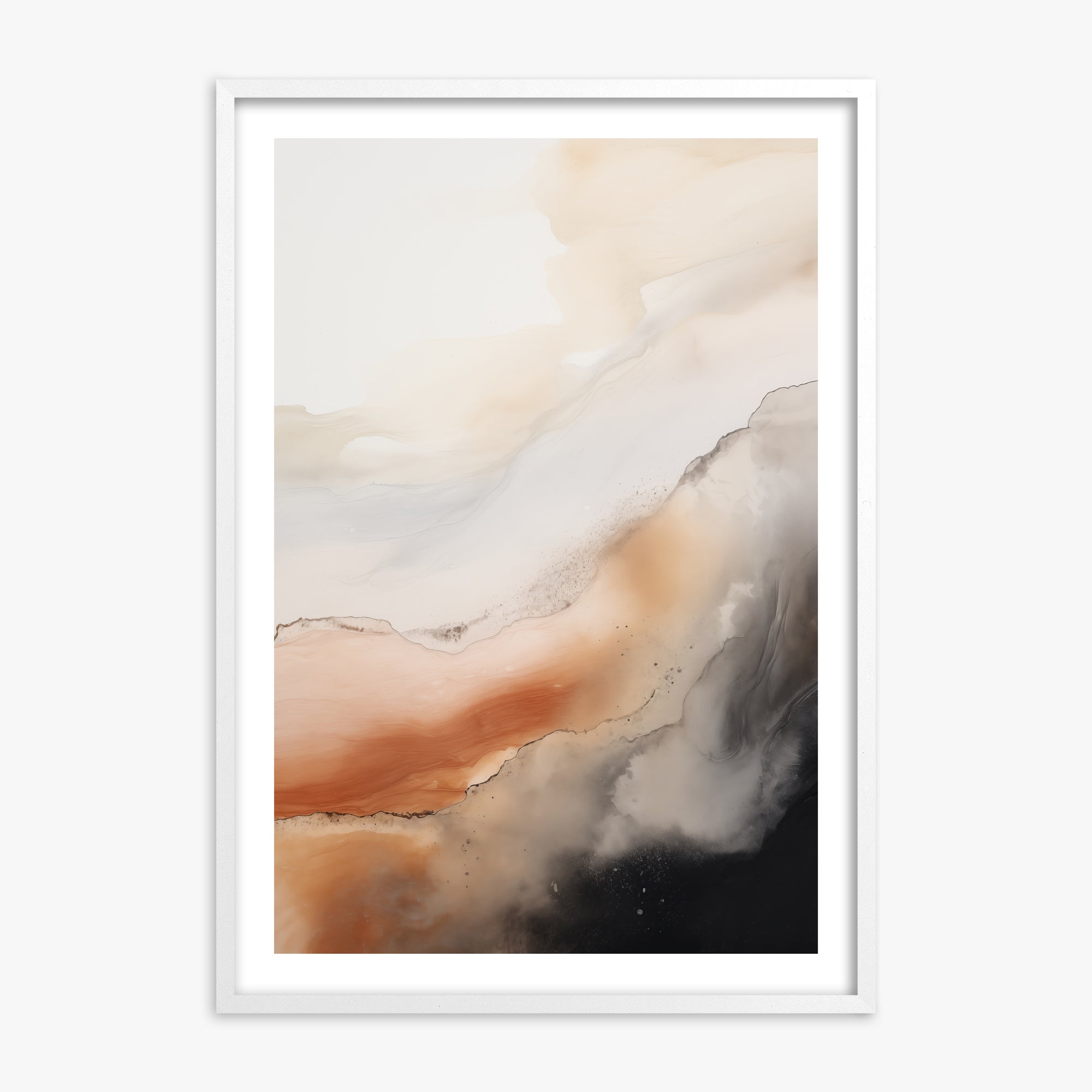 Desert Storm Horizon, White Framed Poster With White Frame