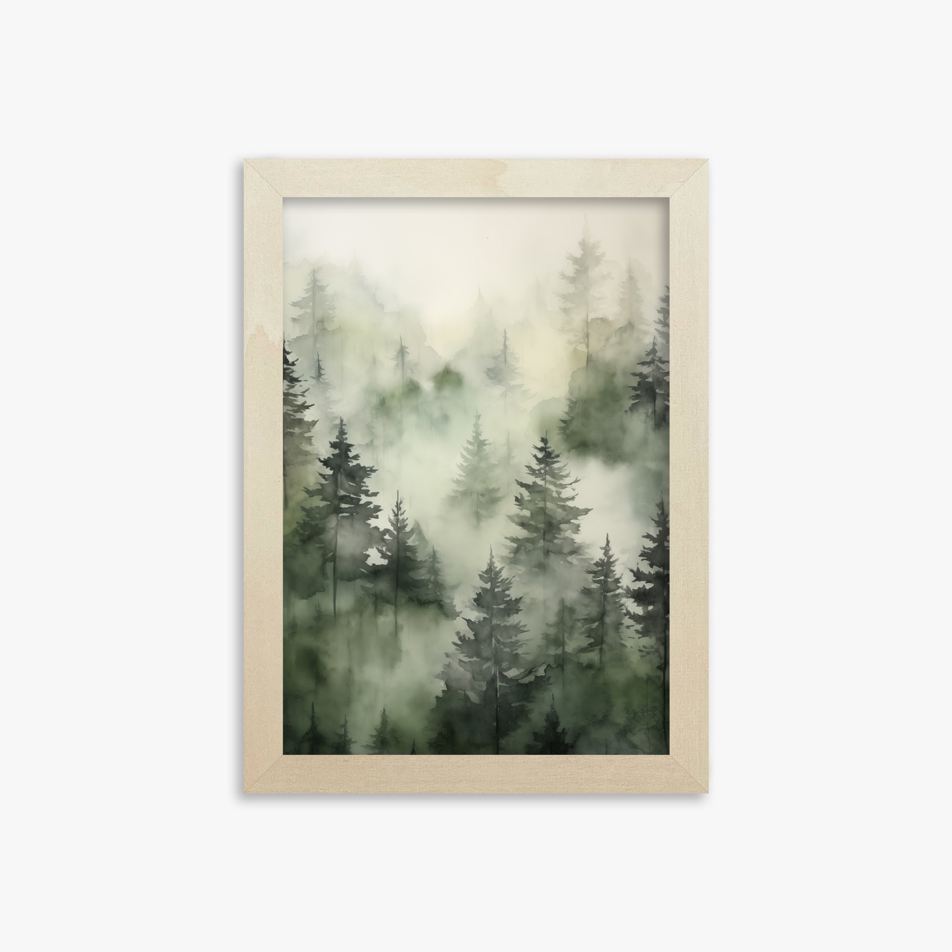 Misty Pines Serenity, 21x30cm Framed Art Reproduction With Lime Wood Frame
