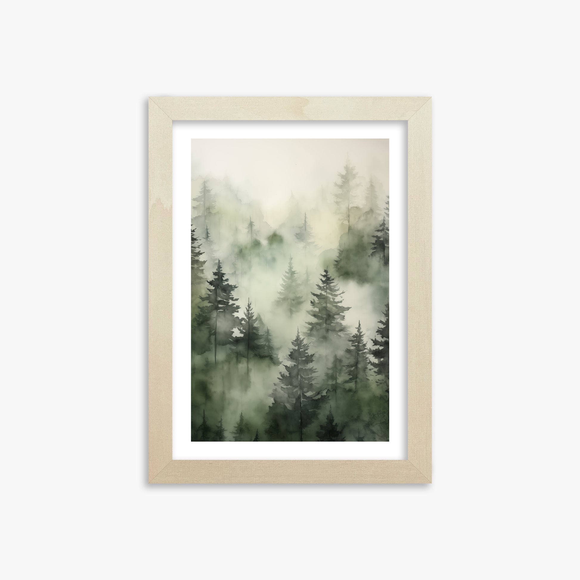 Misty Pines Serenity, 21x30cm Framed Art Reproduction With Lime Wood Frame