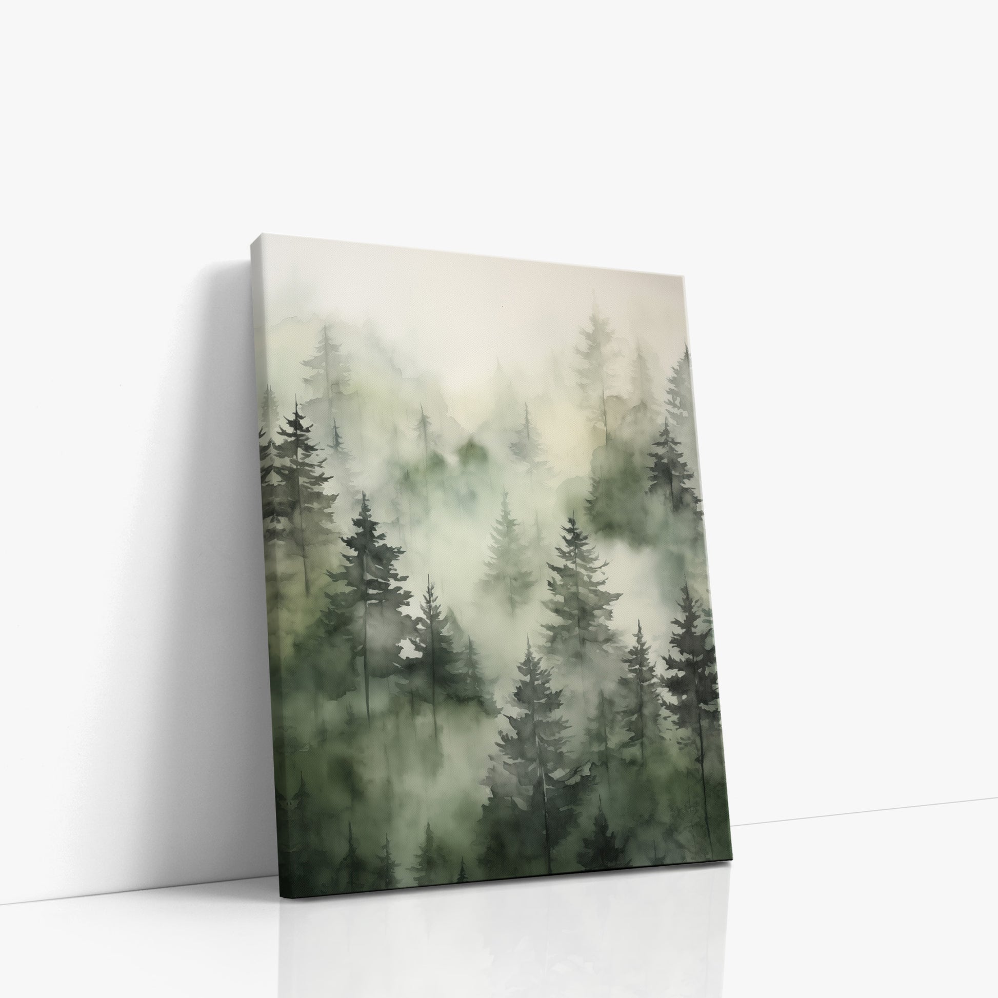 Misty Pines Serenity, 30x40cm Satin Canvas Art Reproduction Left Angle
