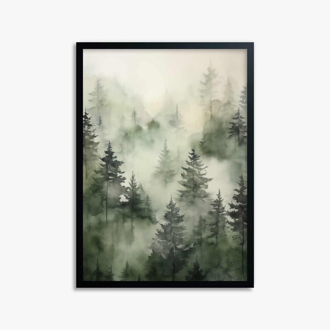 Misty Pines Serenity, 50x70cm Framed Poster With Black Frame