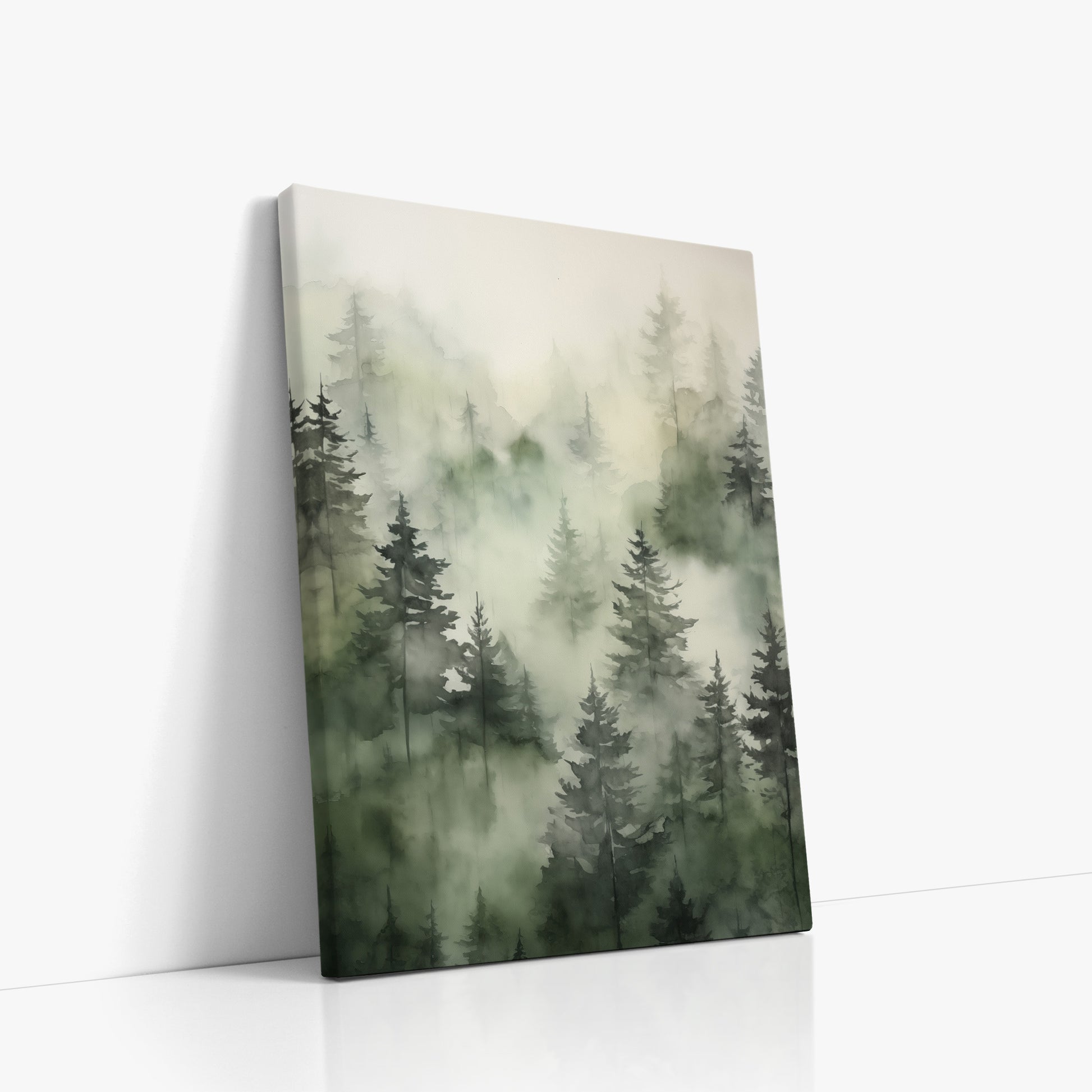 Misty Pines Serenity, 50x70cm Satin Canvas Art Reproduction Left Angle