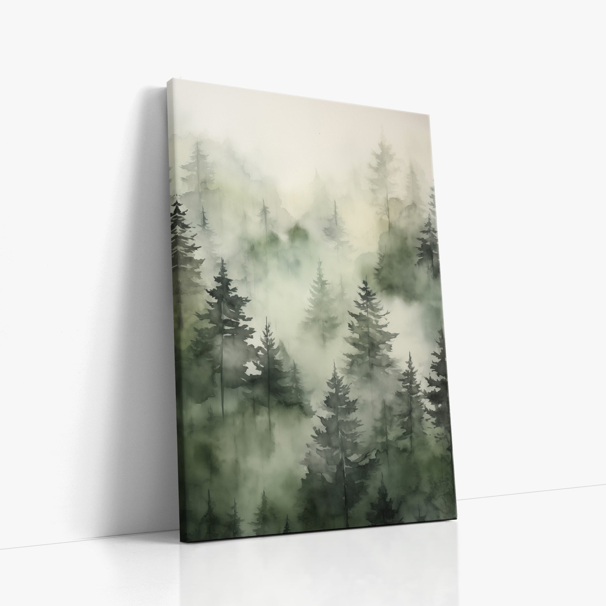 Misty Pines Serenity, 60x90cm Satin Canvas Art Reproduction Left Angle