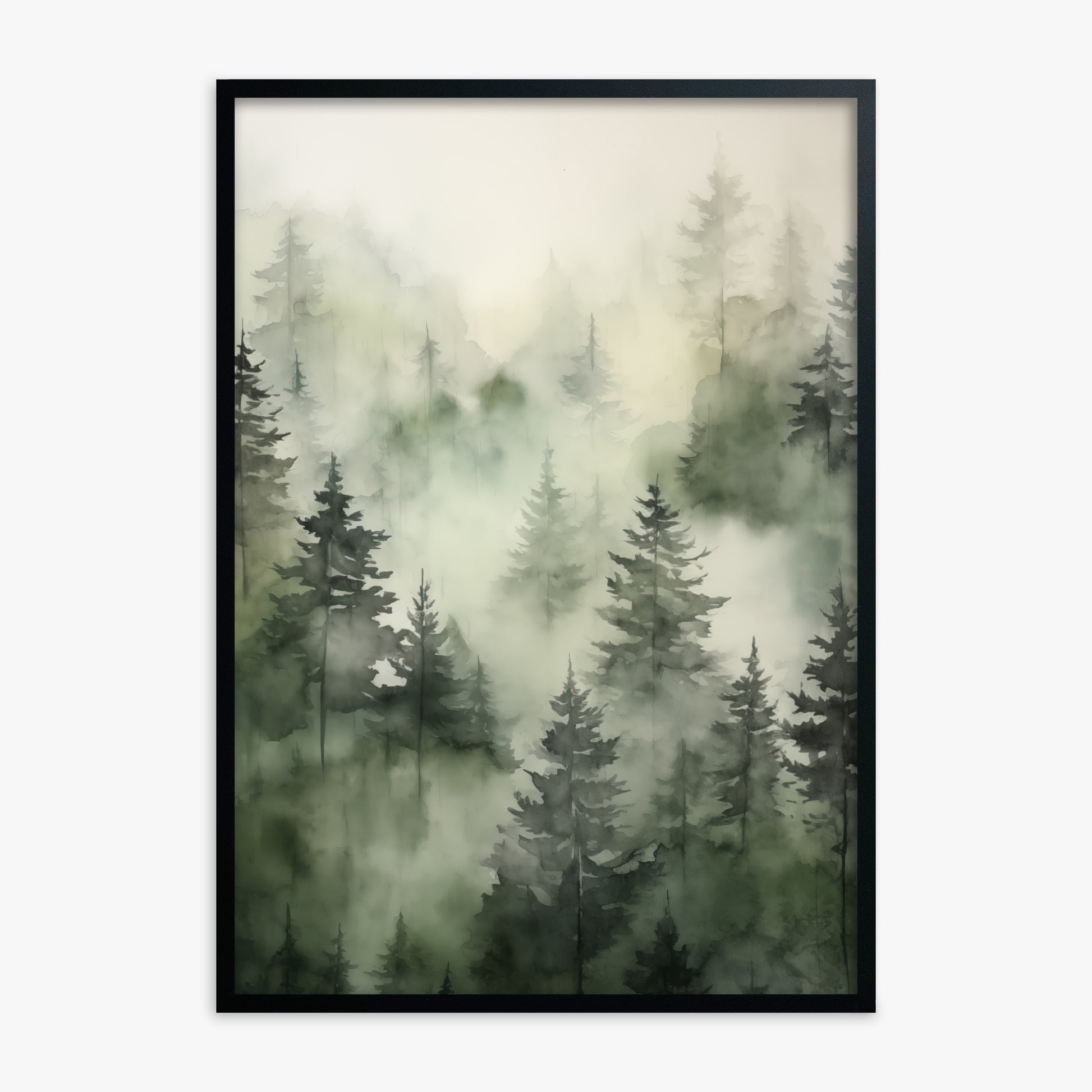 Misty Pines Serenity, Black Framed Poster With Black Frame