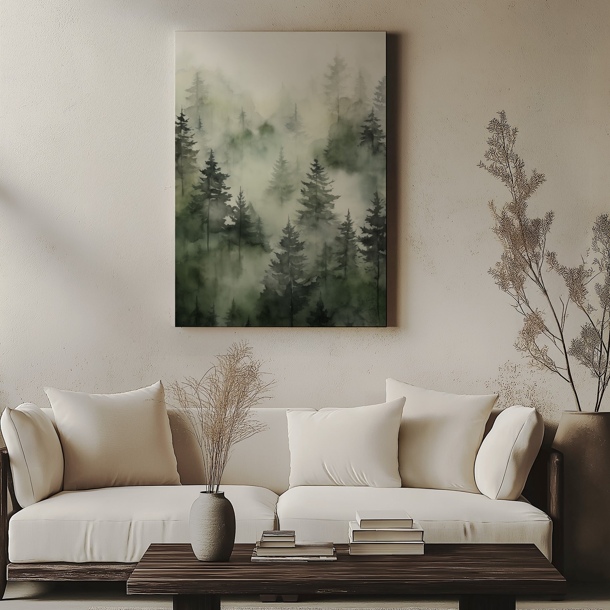 Design Concept No. 57 for Misty Pines Serenity Japanese Satin Canvas Wall Art