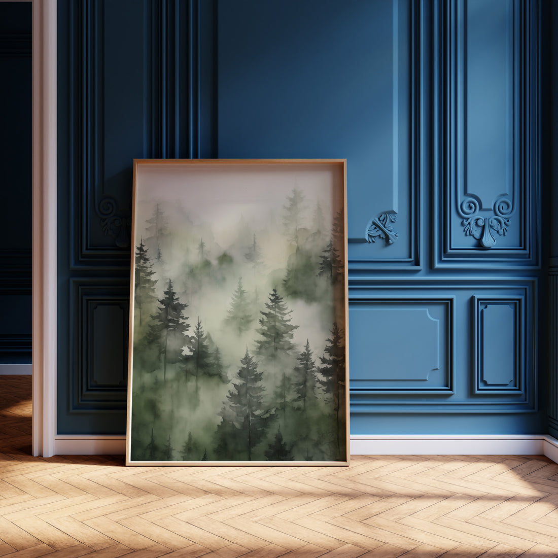 Misty Pines Serenity, 50x70cm Framed Poster With Black Frame