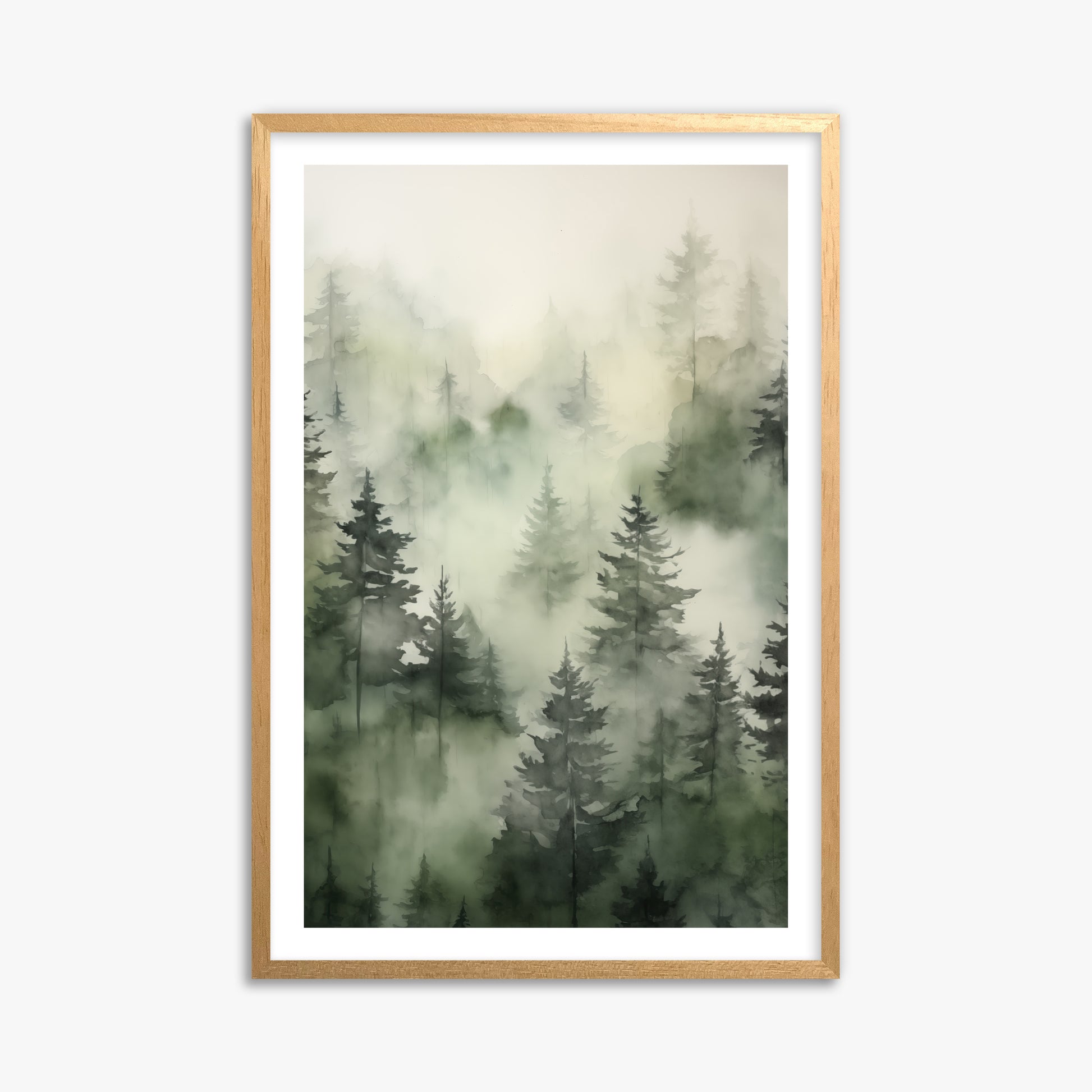 Misty Pines Serenity, 61x91cm Oak Framed Art Reproduction