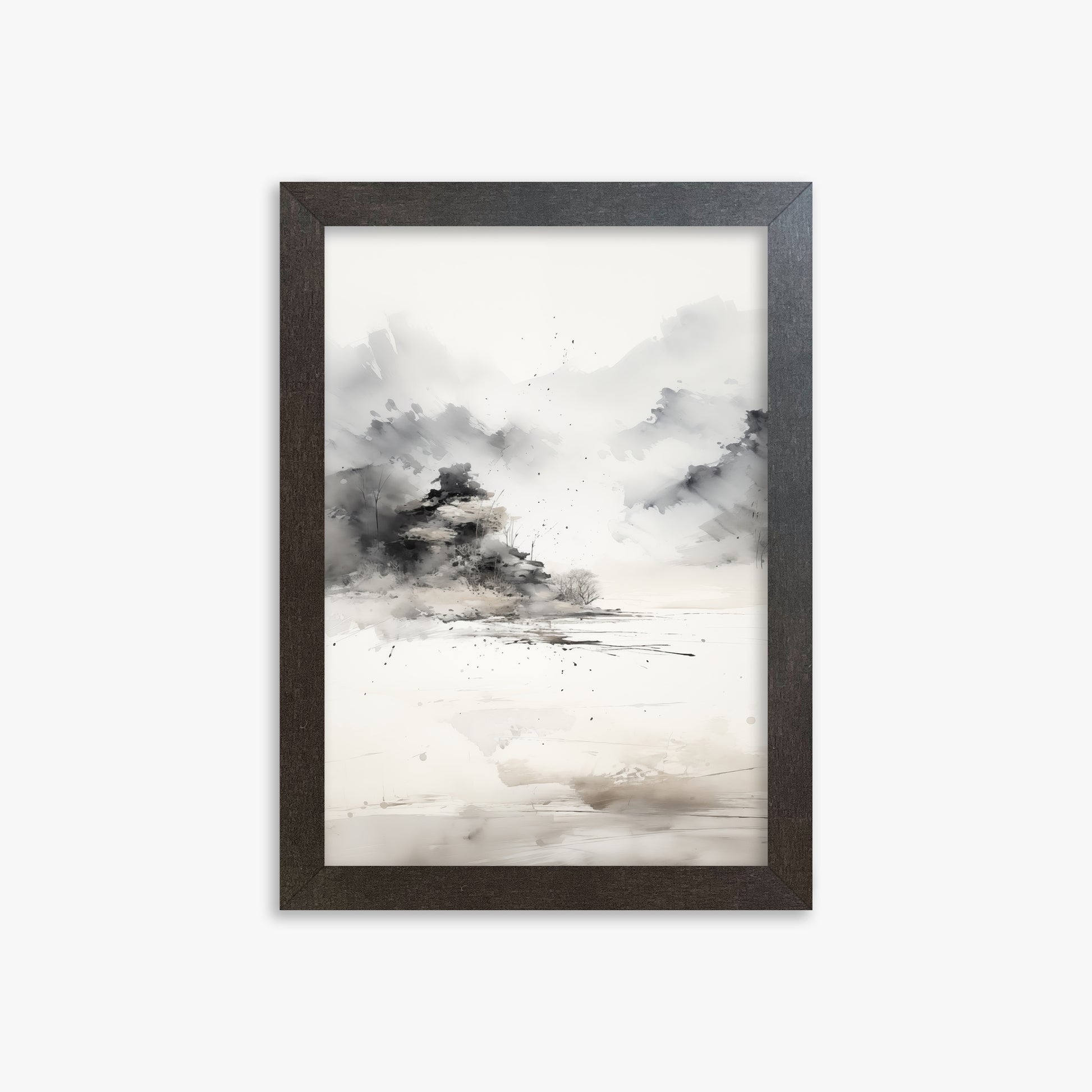 Misty Mountain Whisper, 21x30cm Framed Art Reproduction With Espresso Frame