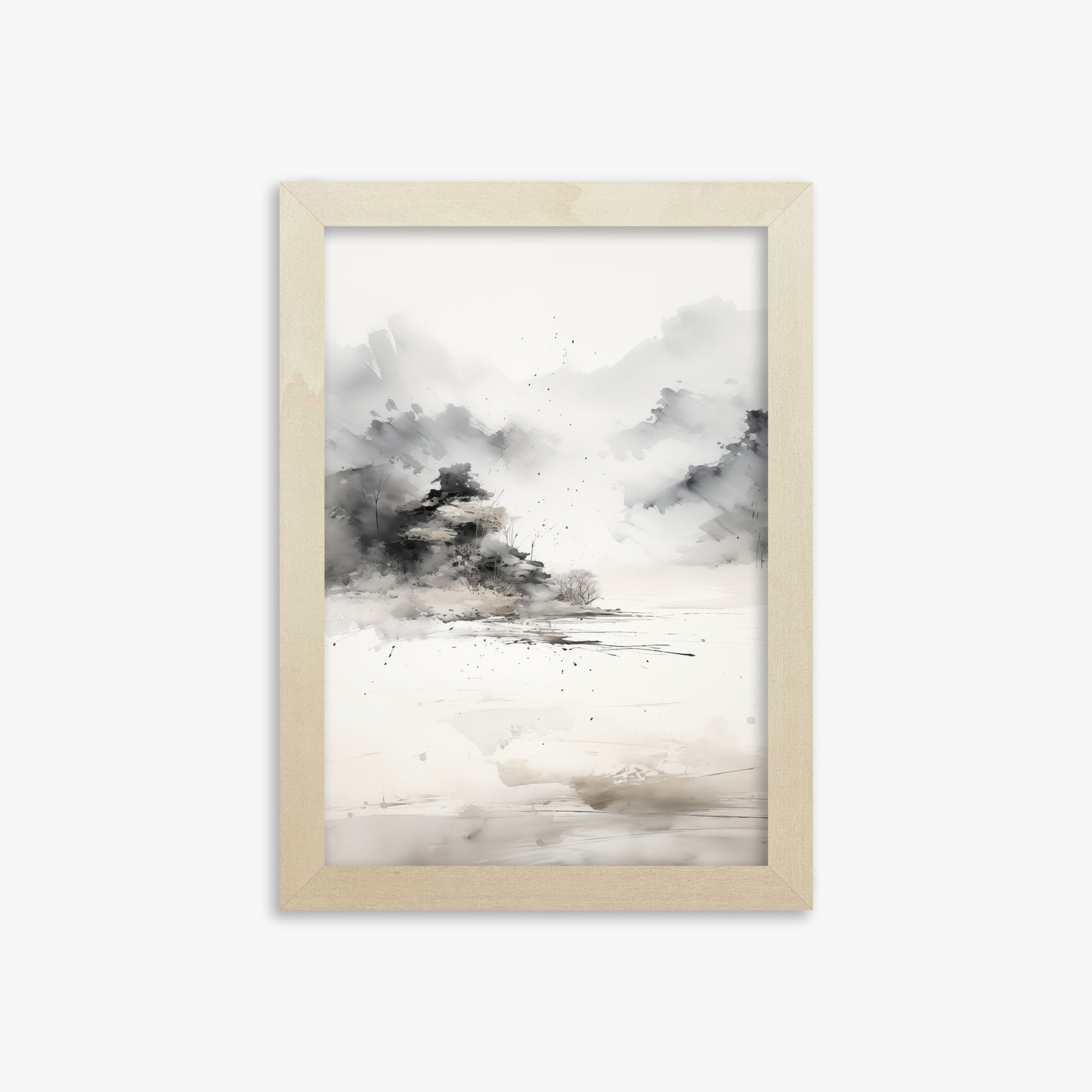 Misty Mountain Whisper, 21x30cm Framed Art Reproduction With Lime Wood Frame