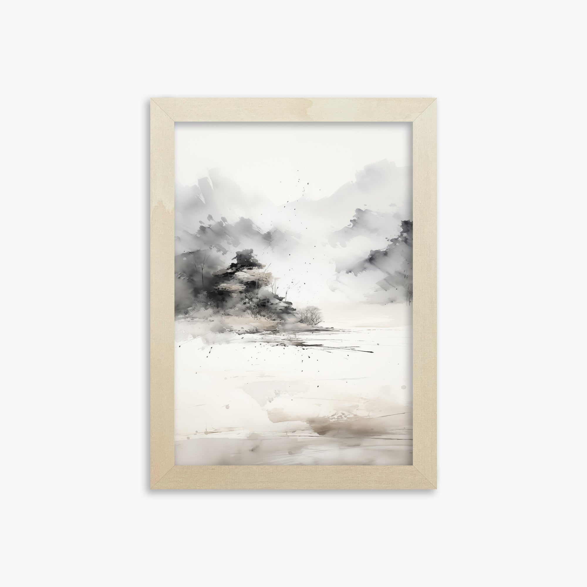 Misty Mountain Whisper, 21x30cm Framed Art Reproduction With Lime Wood Frame