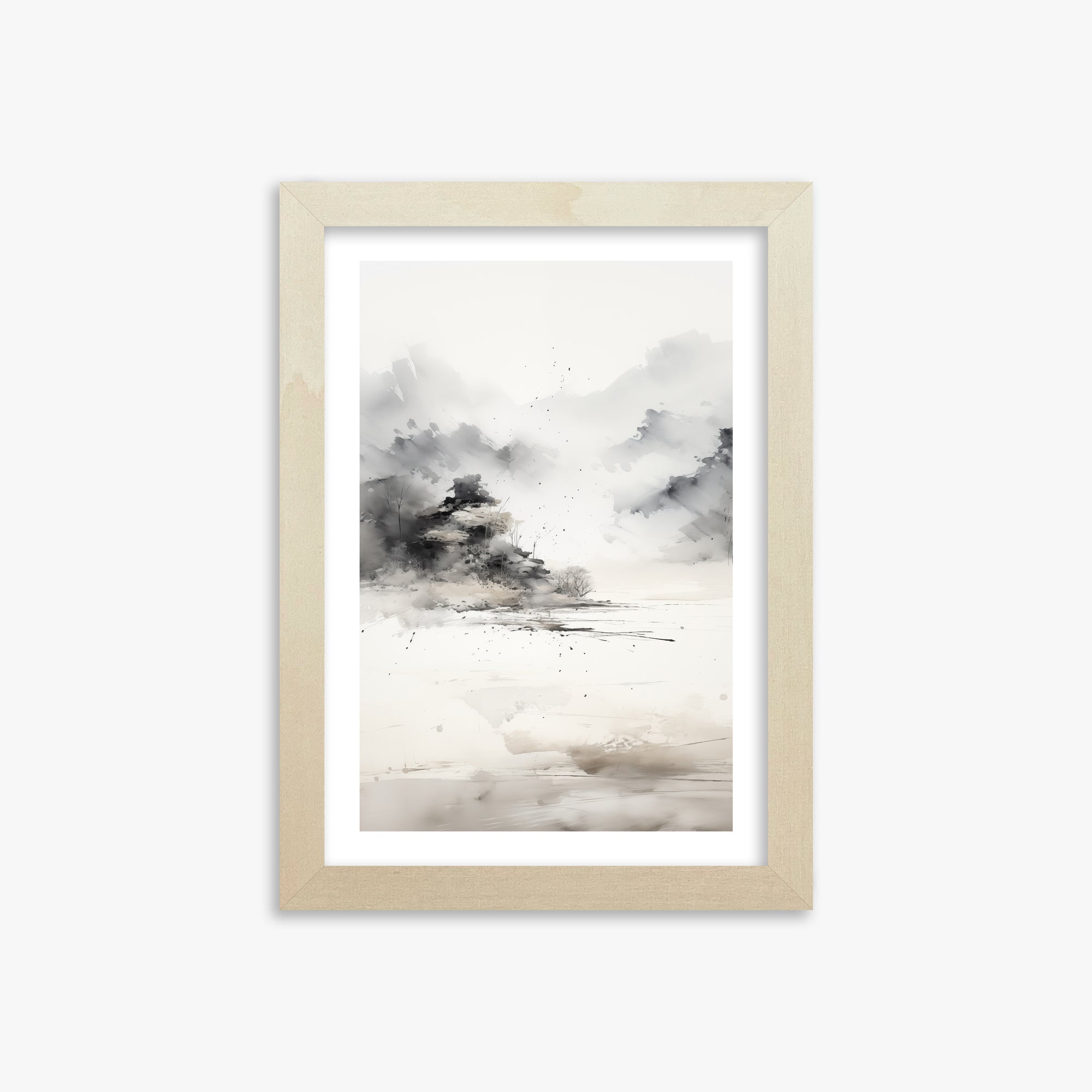 Misty Mountain Whisper, 21x30cm Framed Art Reproduction With Lime Wood Frame
