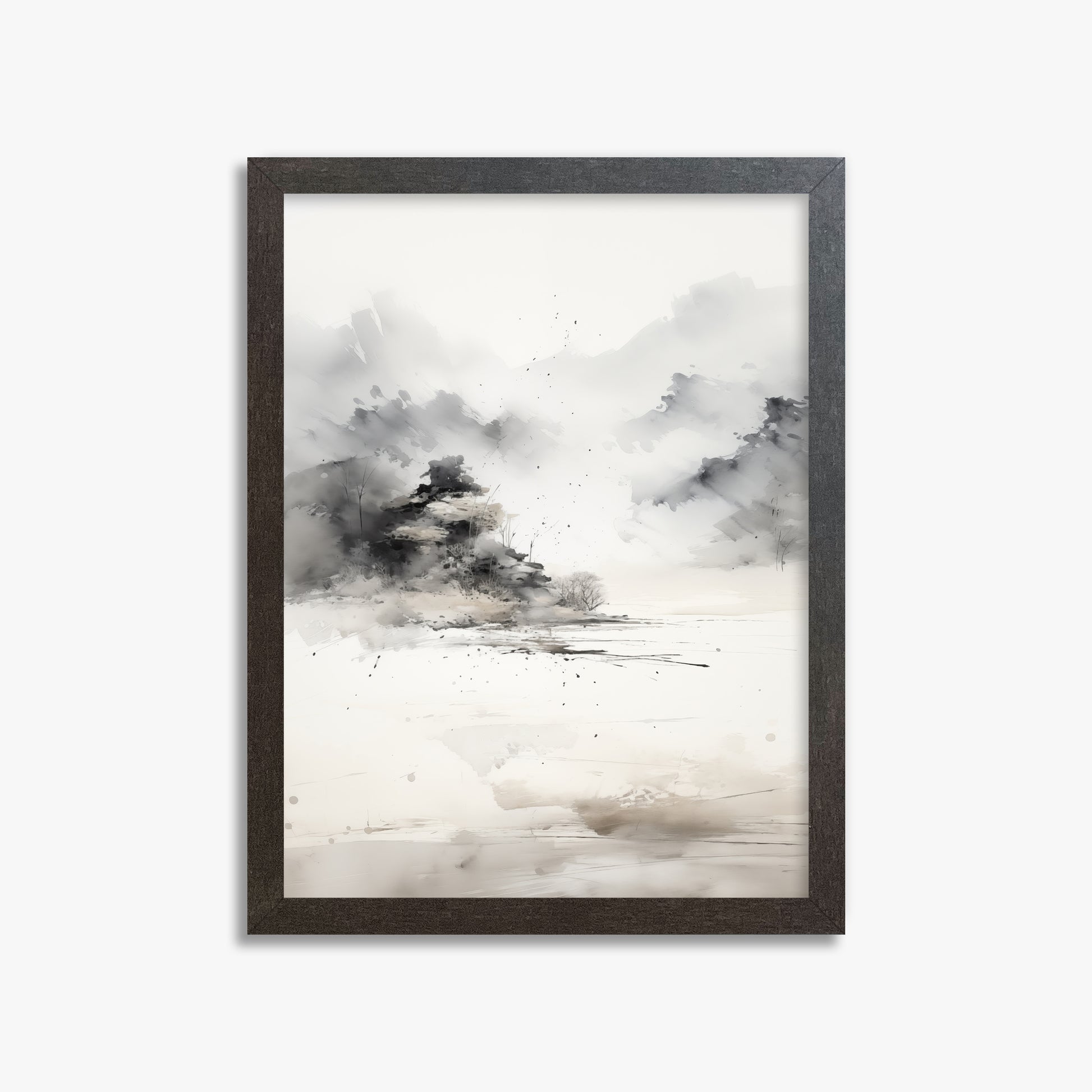 Misty Mountain Whisper, 30x40cm Framed Art Reproduction With Espresso Frame