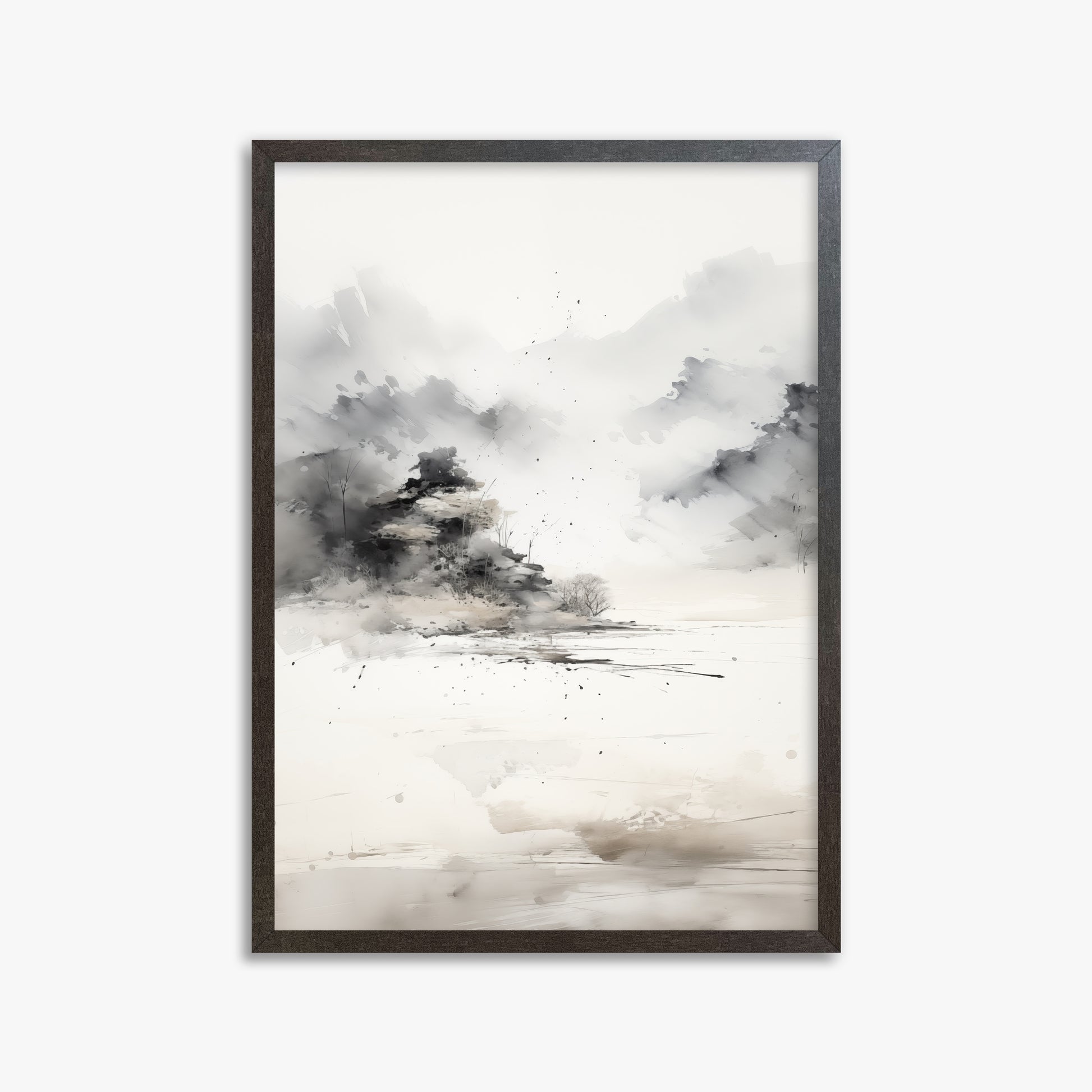 Misty Mountain Whisper, 50x70cm Framed Art Reproduction With Espresso Frame