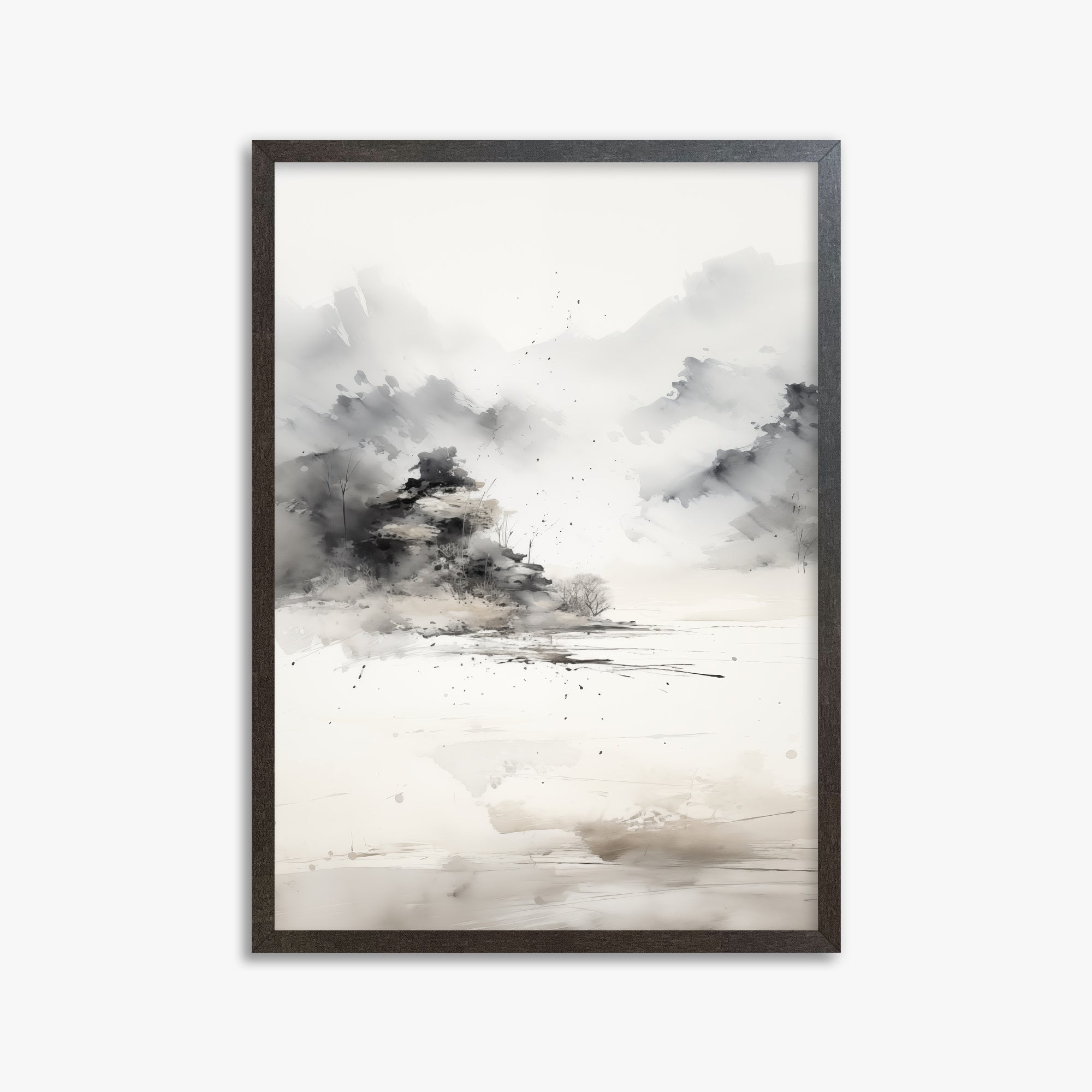 Misty Mountain Whisper, 50x70cm Framed Art Reproduction With Espresso Frame