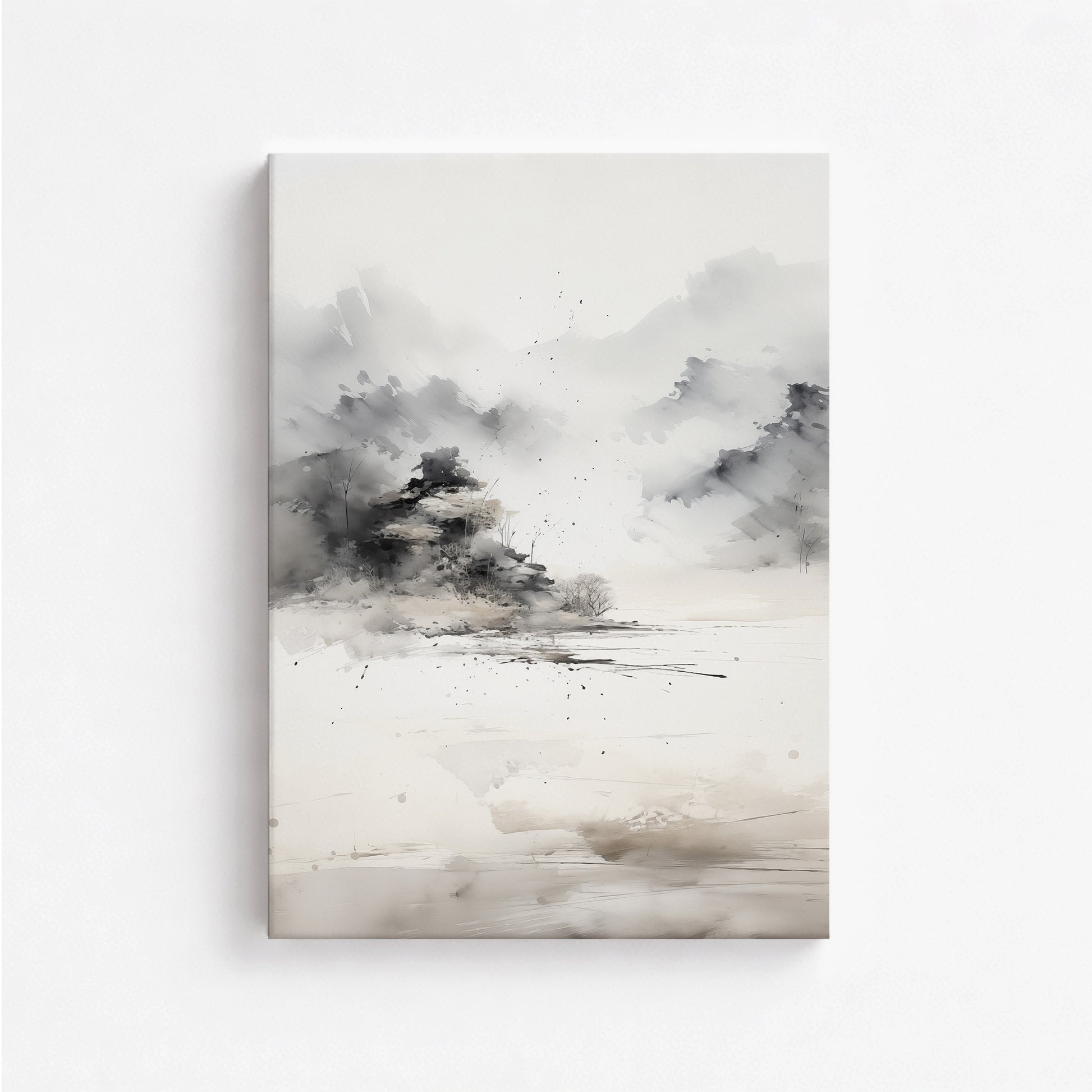 Misty Mountain Whisper, 50x70cm Satin Canvas Art Reproduction