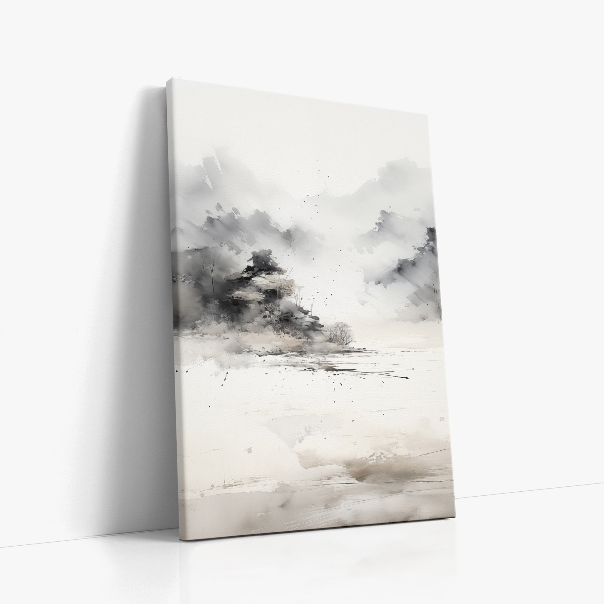 Misty Mountain Whisper, 60x90cm Satin Canvas Art Reproduction Left Angle