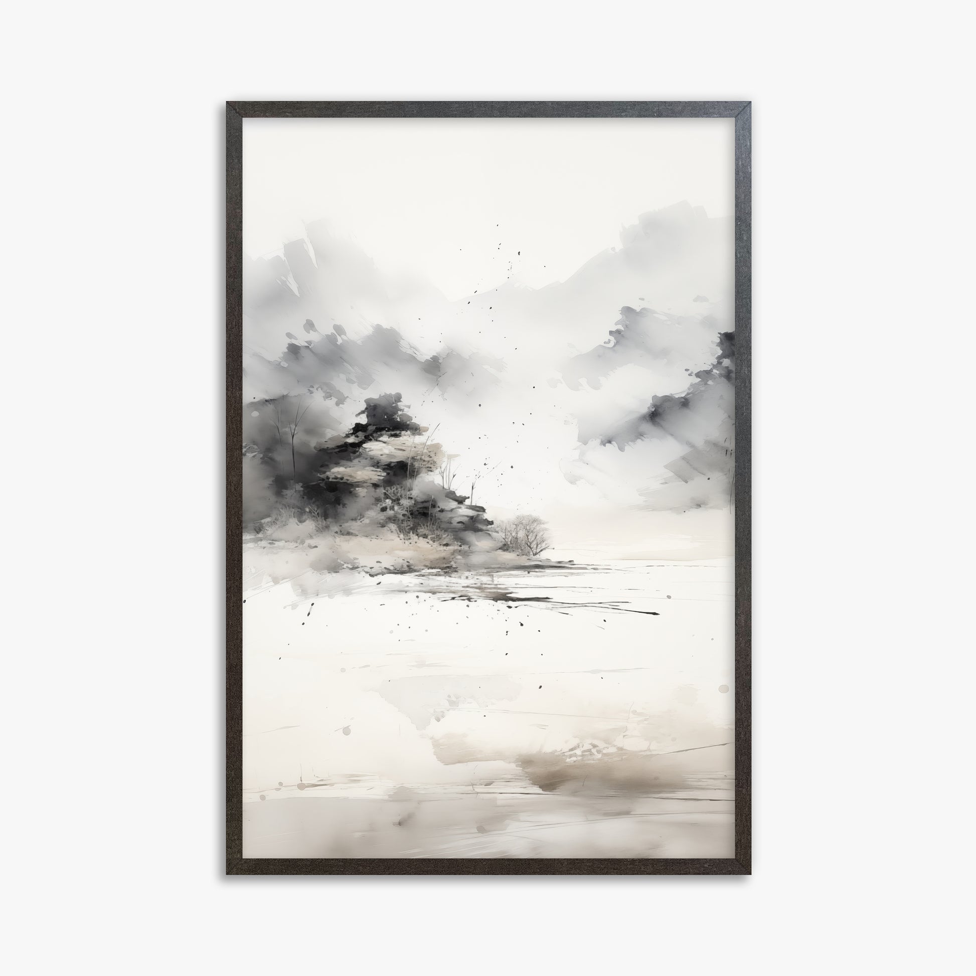 Misty Mountain Whisper, 61x91cm Framed Art Reproduction With Espresso Frame
