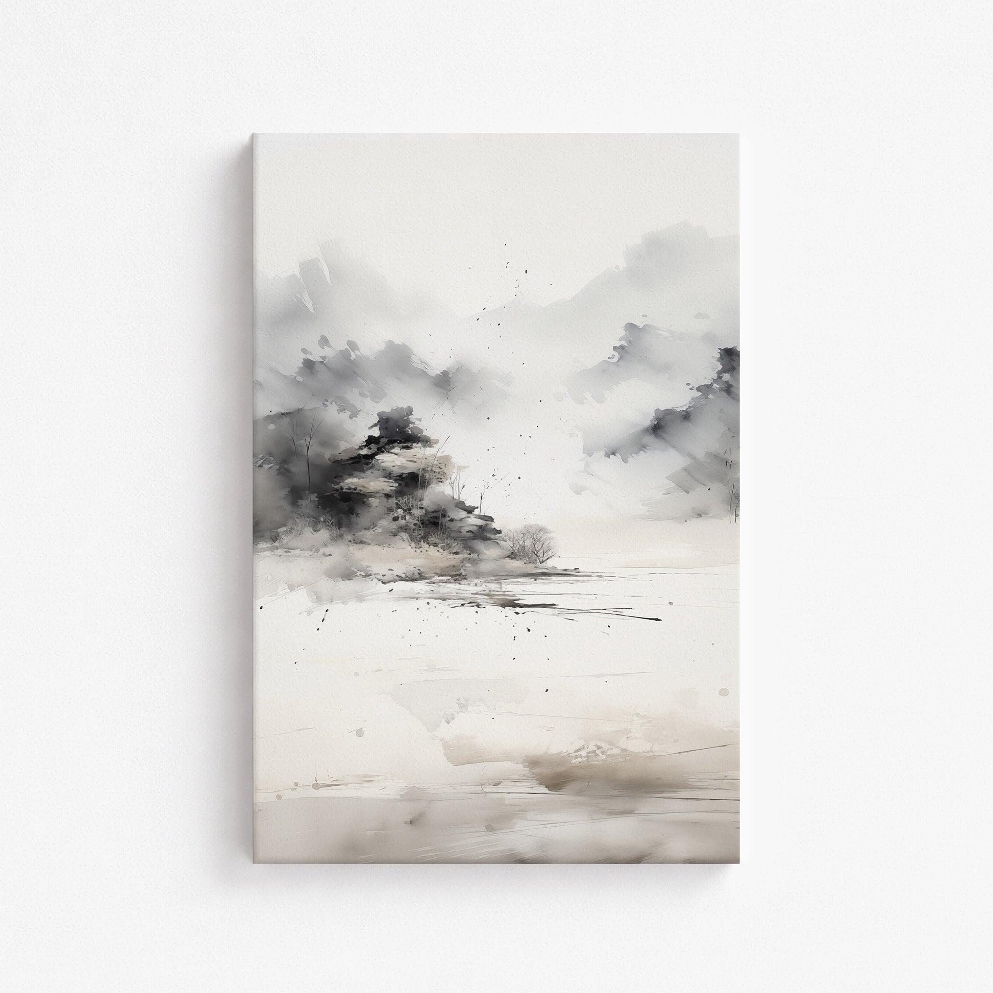 Misty Mountain Whisper, 61x91cm Satin Canvas Art Reproduction
