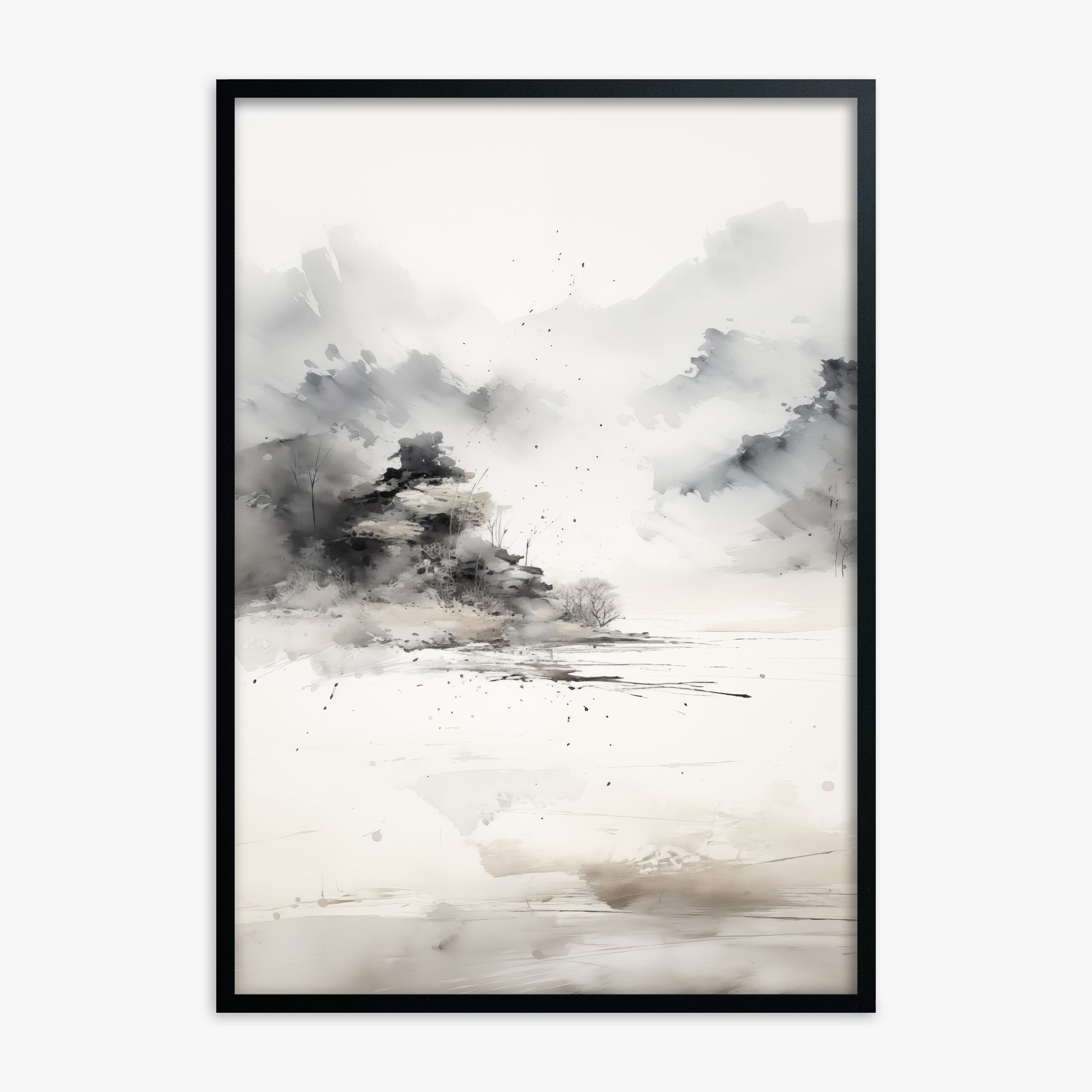 Misty Mountain Whisper, Black Framed Poster With Black Frame