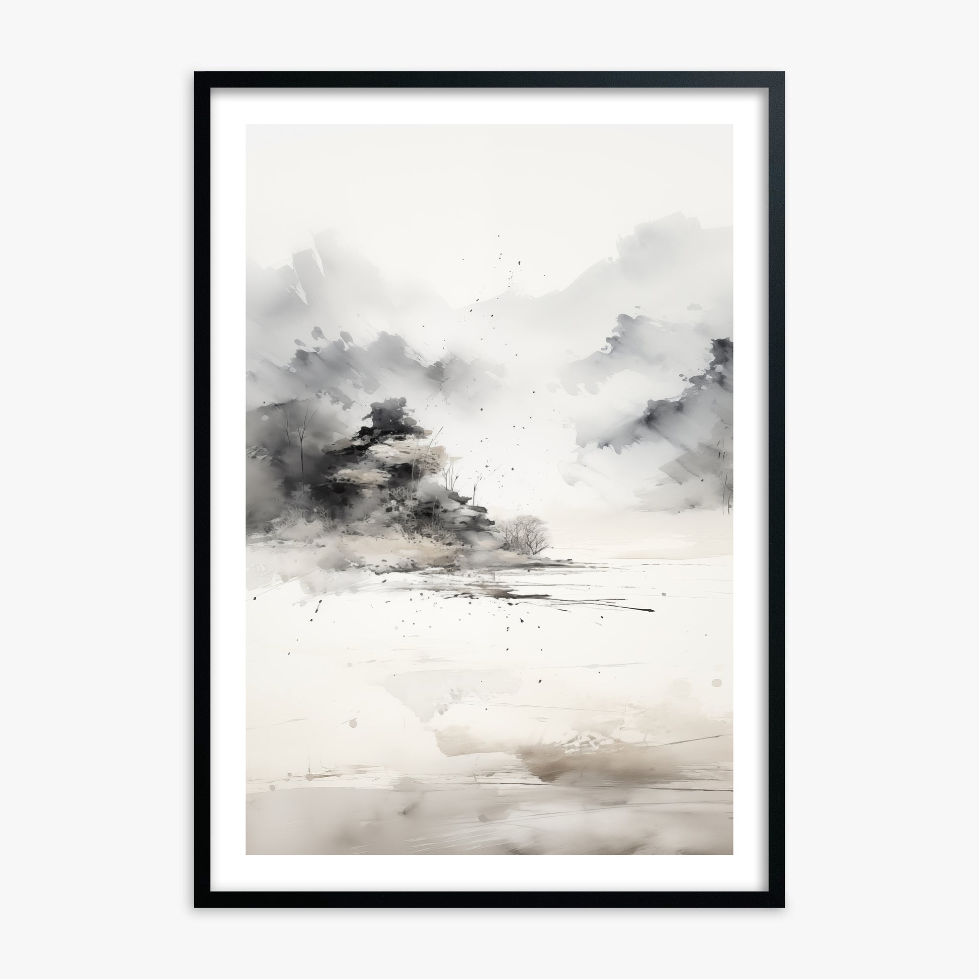 Misty Mountain Whisper, Black Framed Poster With Black Frame