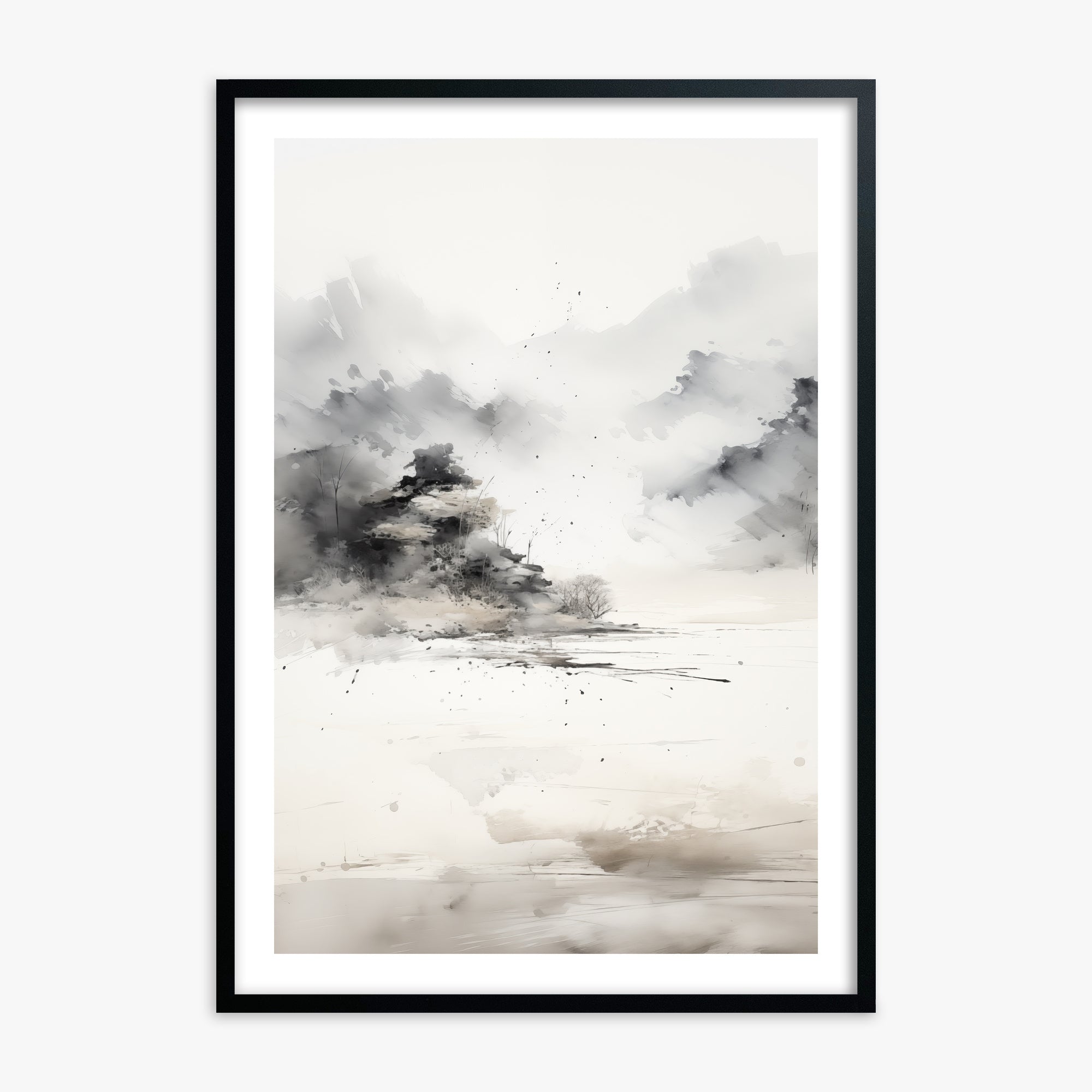 Misty Mountain Whisper, Black Framed Poster With Black Frame