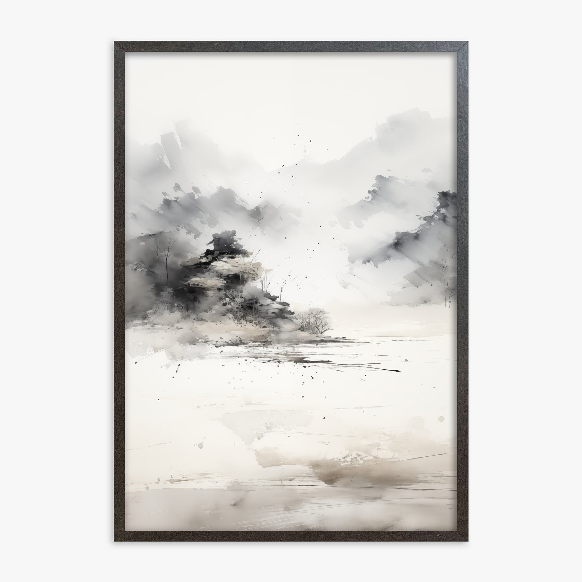 Misty Mountain Whisper, 70x100cm Framed Art Reproduction With Espresso Frame