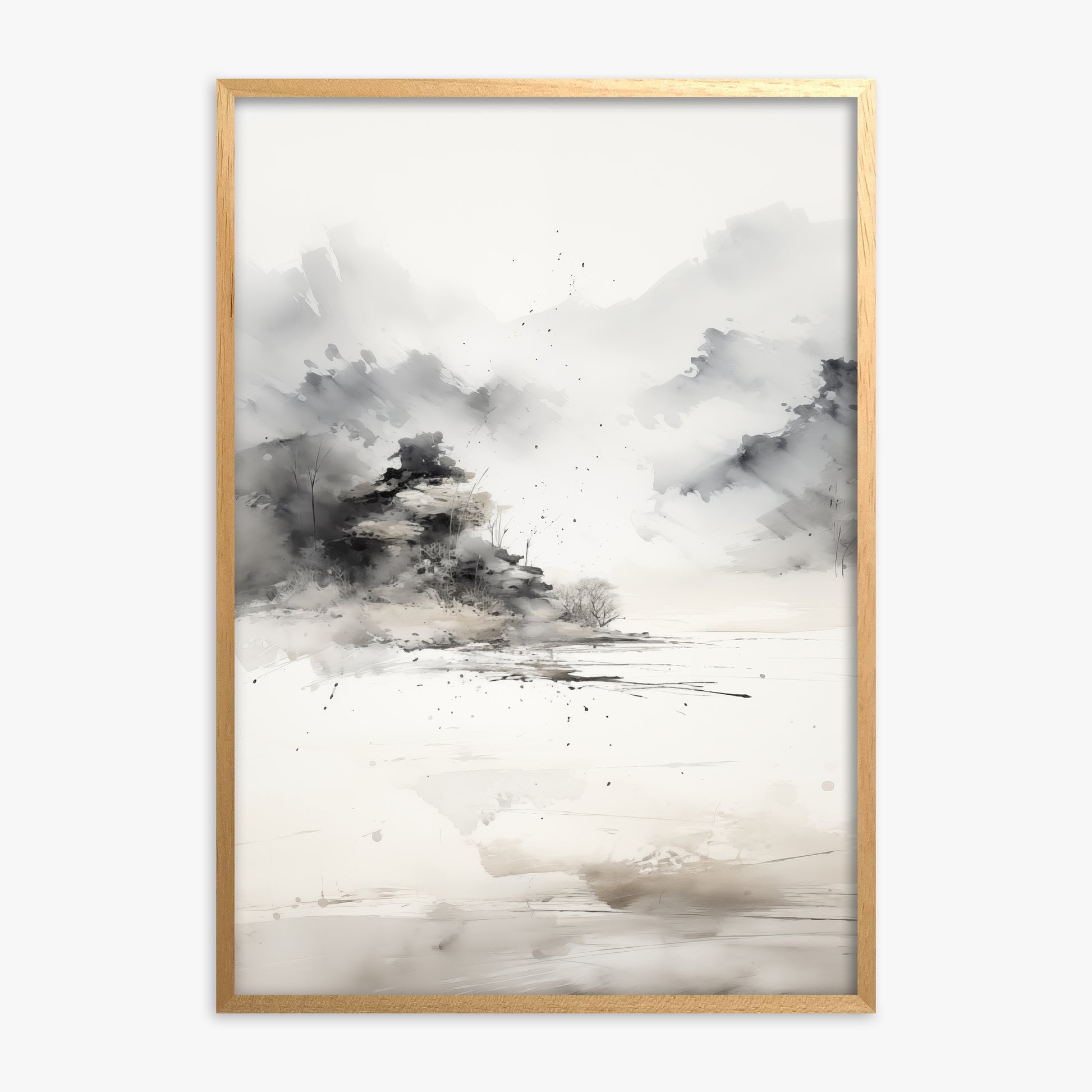 Misty Mountain Whisper, Oak Framed Poster With Oak Frame