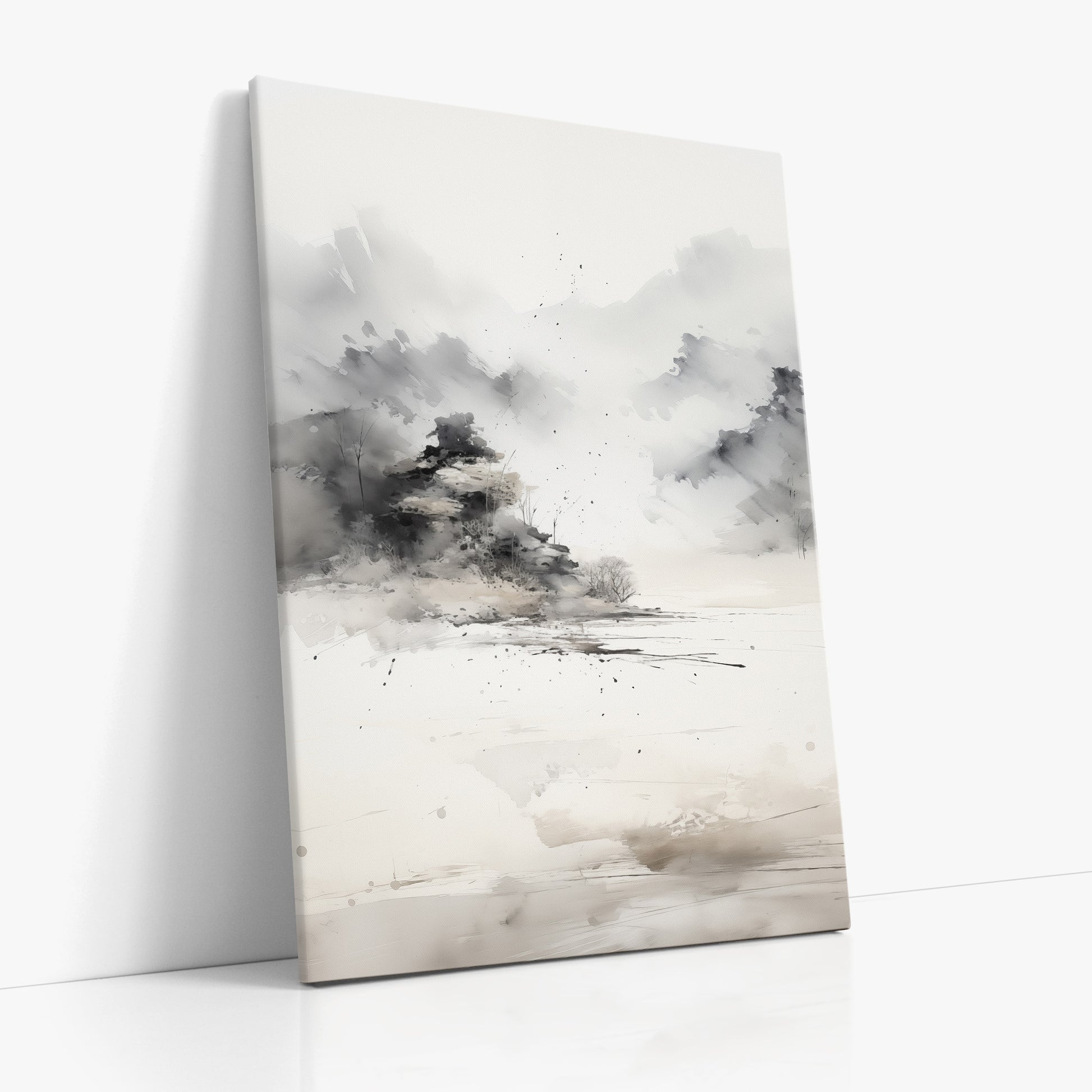 Misty Mountain Whisper, 70x100cm Satin Canvas Art Reproduction Left Angle