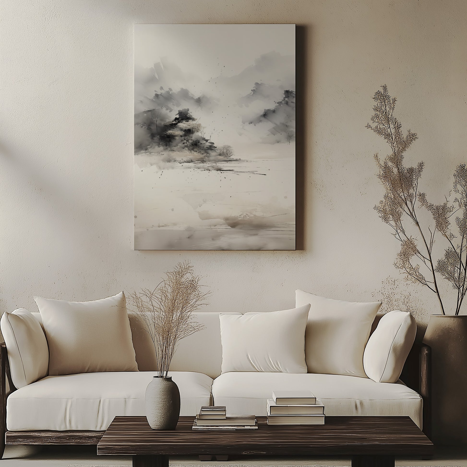 Design Concept No. 57 for Misty Mountain Whisper Japanese Satin Canvas Wall Art