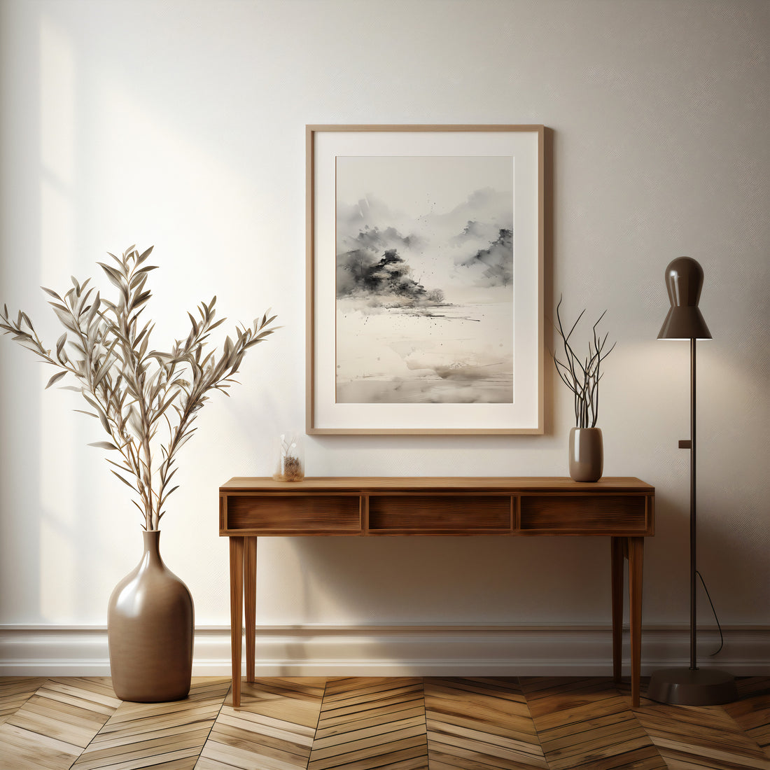 Misty Mountain Whisper, 50x70cm Framed Poster With Black Frame