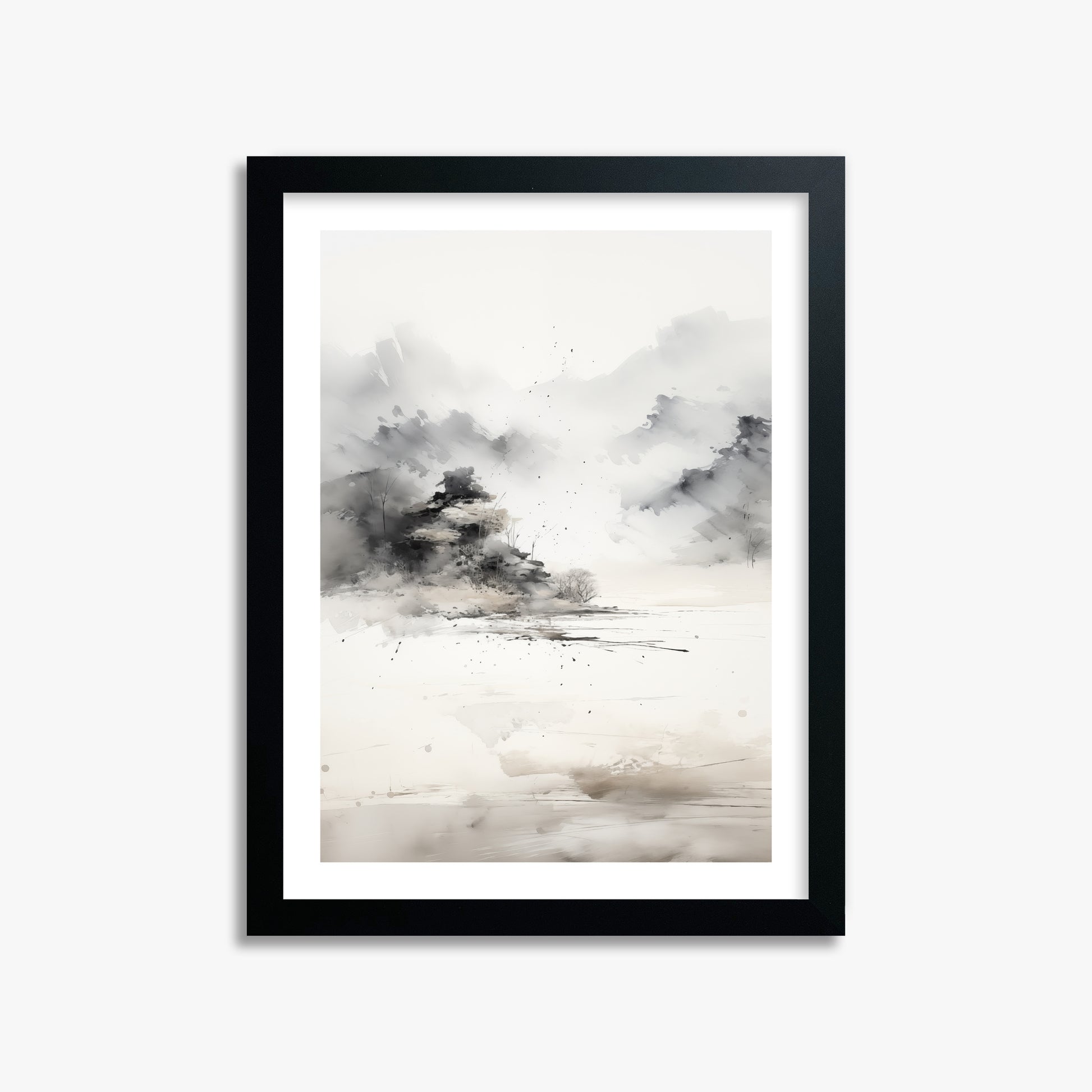 Misty Mountain Whisper, 30x40cm Black Framed Art Reproduction