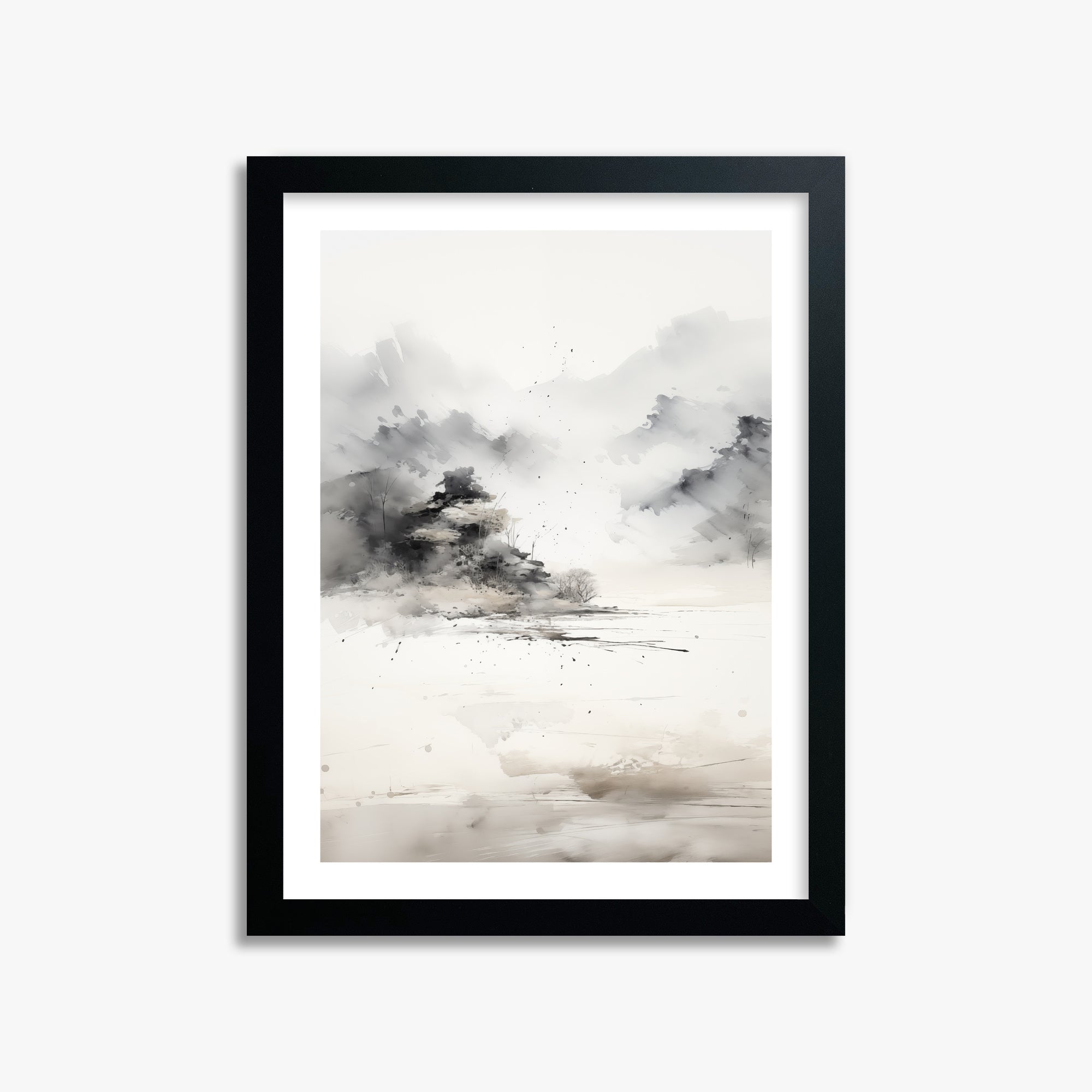 Misty Mountain Whisper, 30x40cm Black Framed Art Reproduction