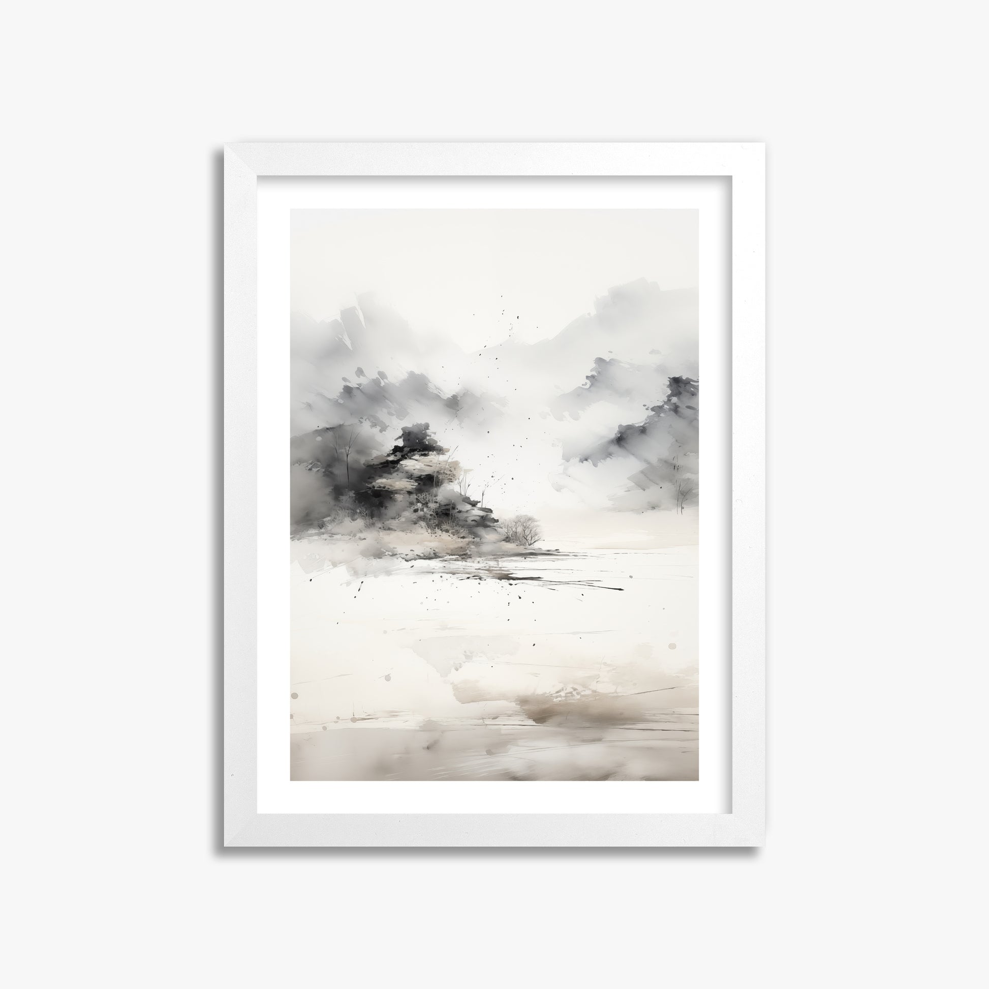 Misty Mountain Whisper, 30x40cm Whitek Framed Art Reproduction