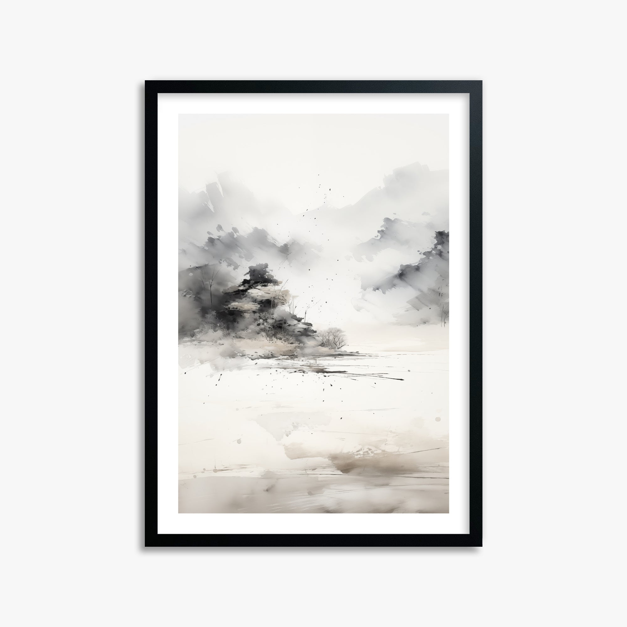 Misty Mountain Whisper, 50x70cm Black Framed Art Reproduction