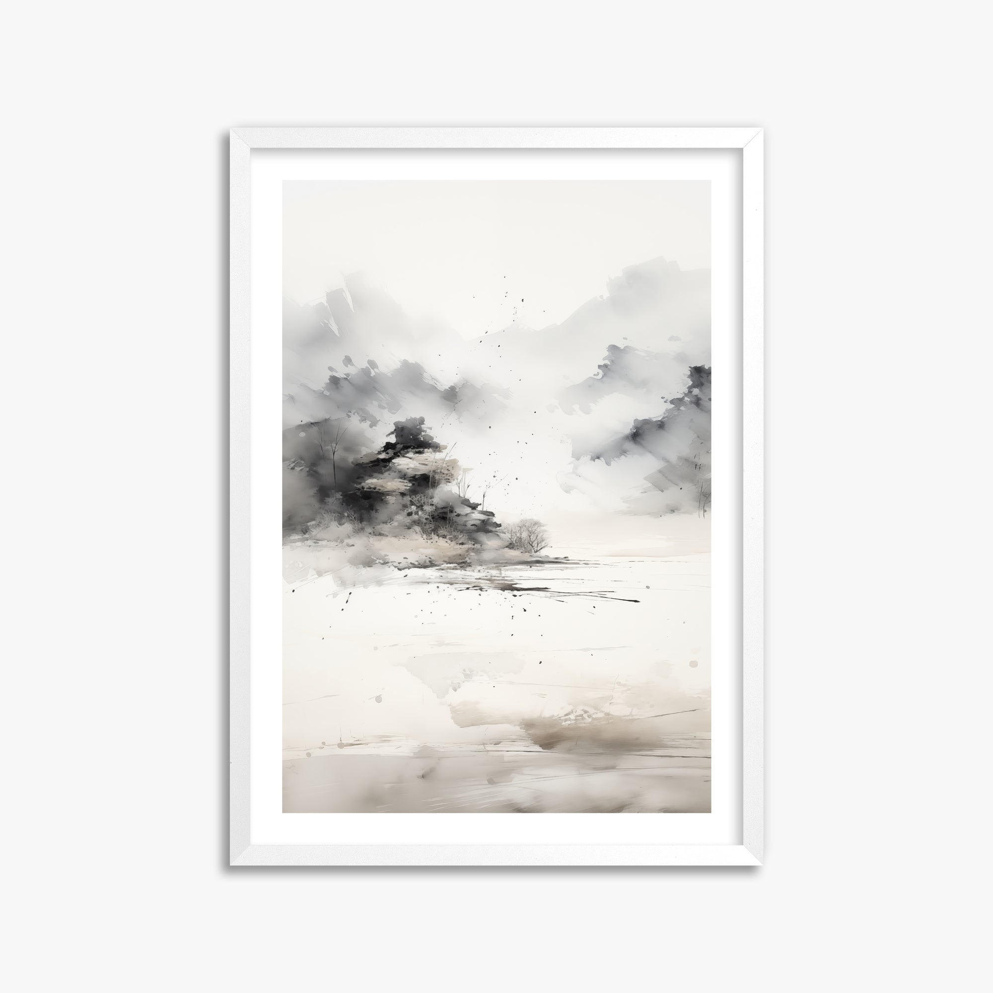 Misty Mountain Whisper, 50x70cm Whitek Framed Art Reproduction