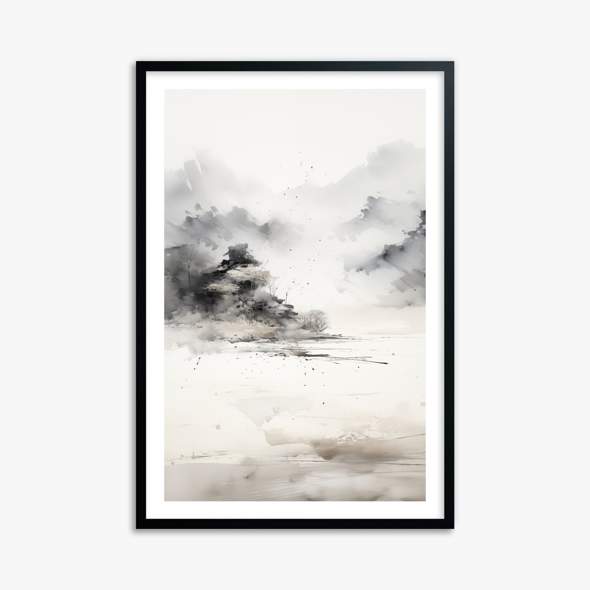 Misty Mountain Whisper, 61x91cm Black Framed Art Reproduction