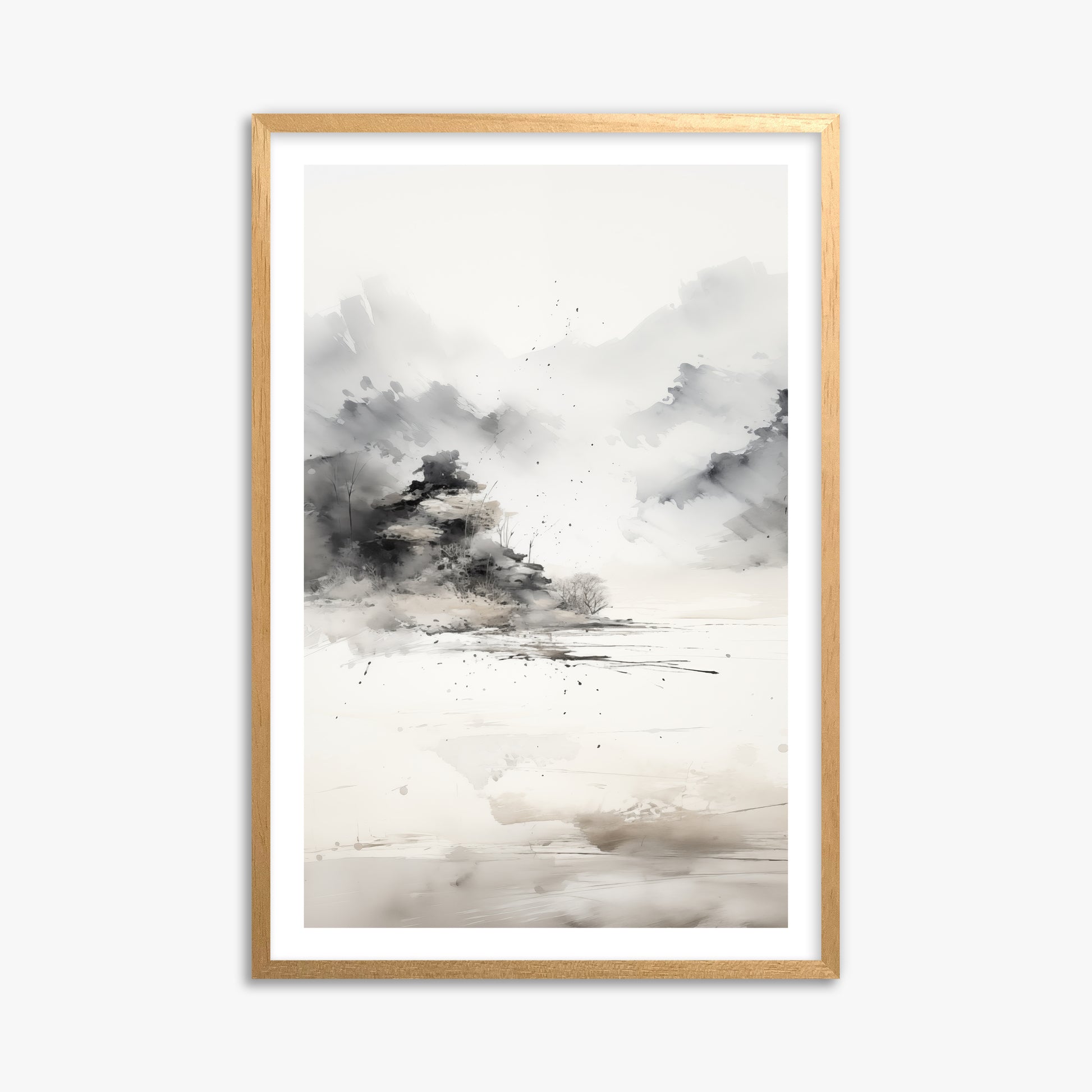 Misty Mountain Whisper, 61x91cm Oak Framed Art Reproduction
