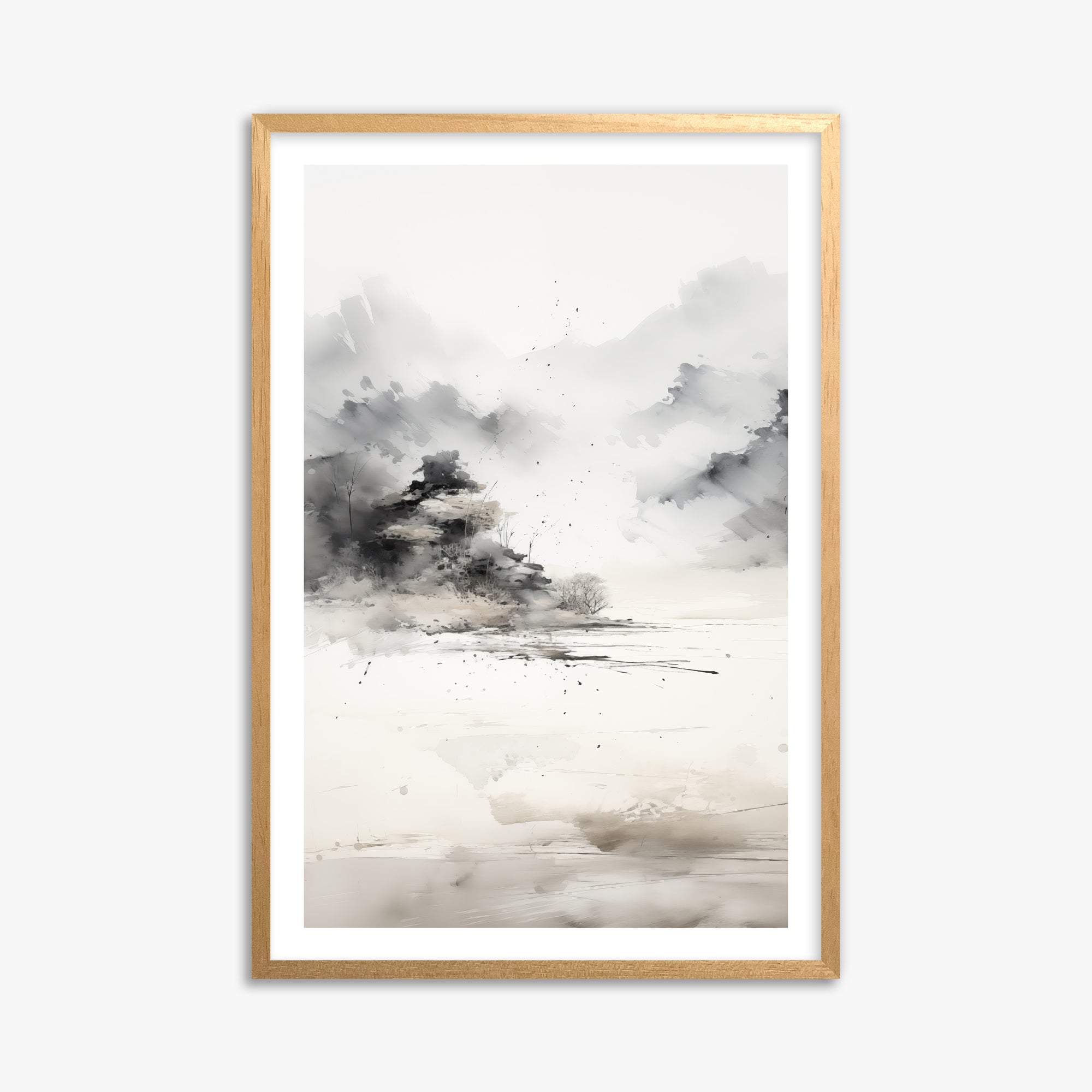 Misty Mountain Whisper, 61x91cm Oak Framed Art Reproduction
