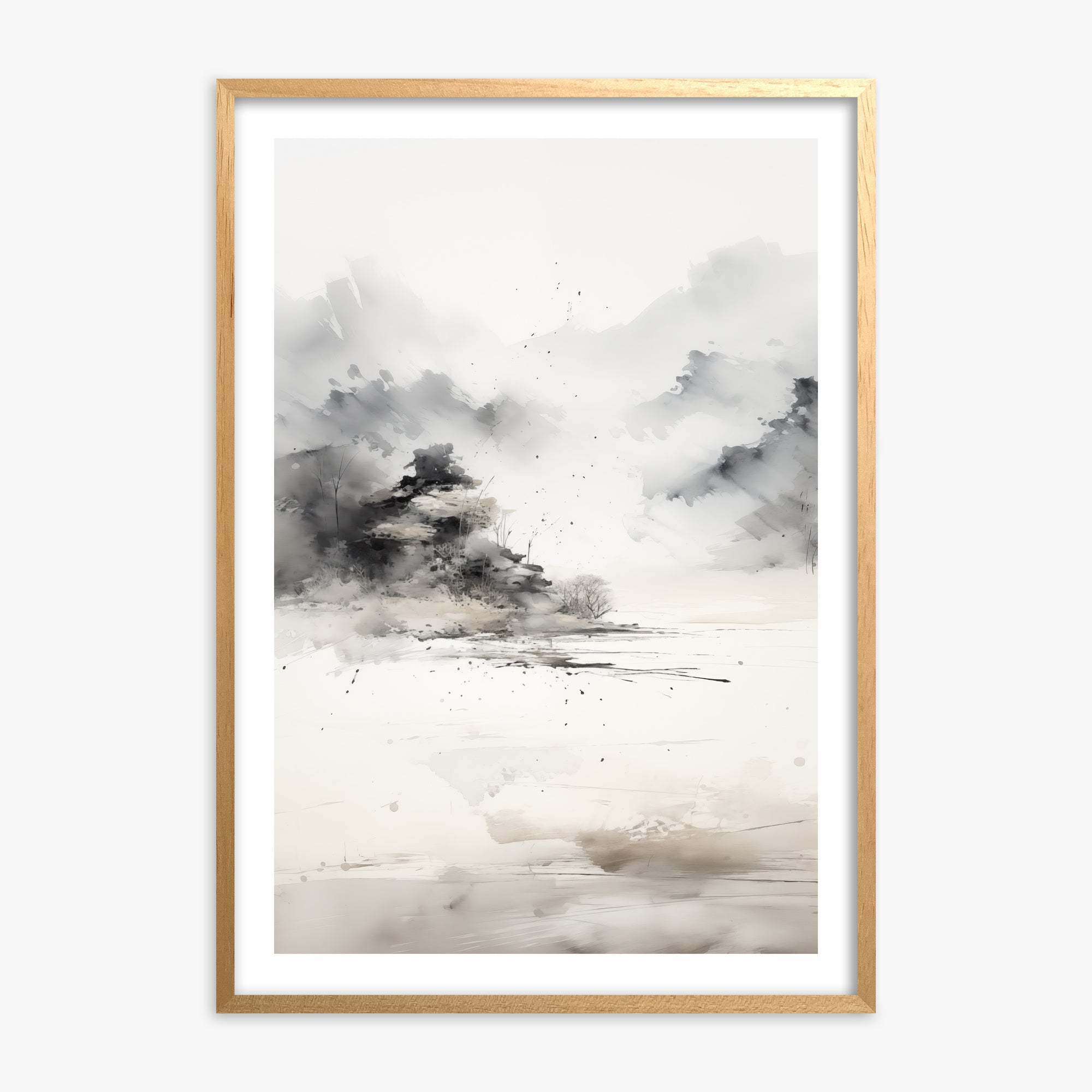 Misty Mountain Whisper, 70x100cm Oak Framed Art Reproduction
