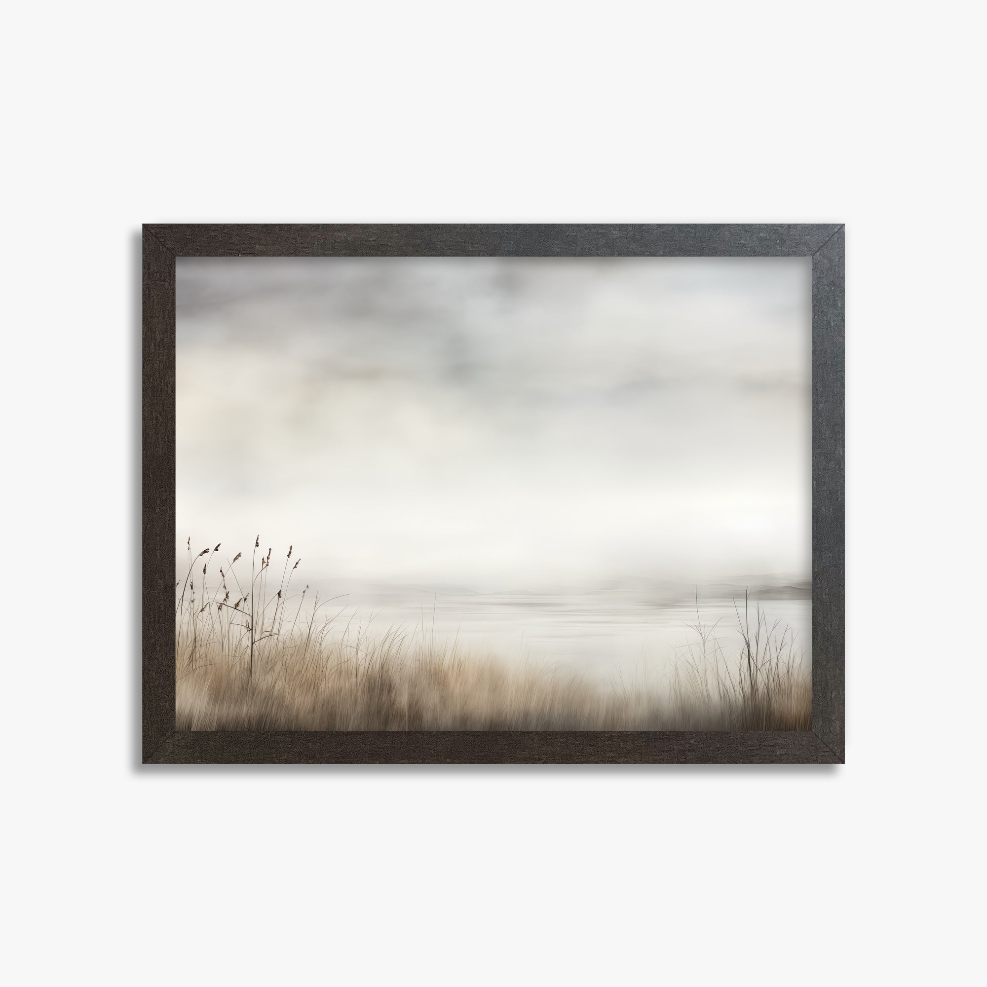 Misty Shoreline Serenity, 30x40cm Framed Poster With Espresso Frame