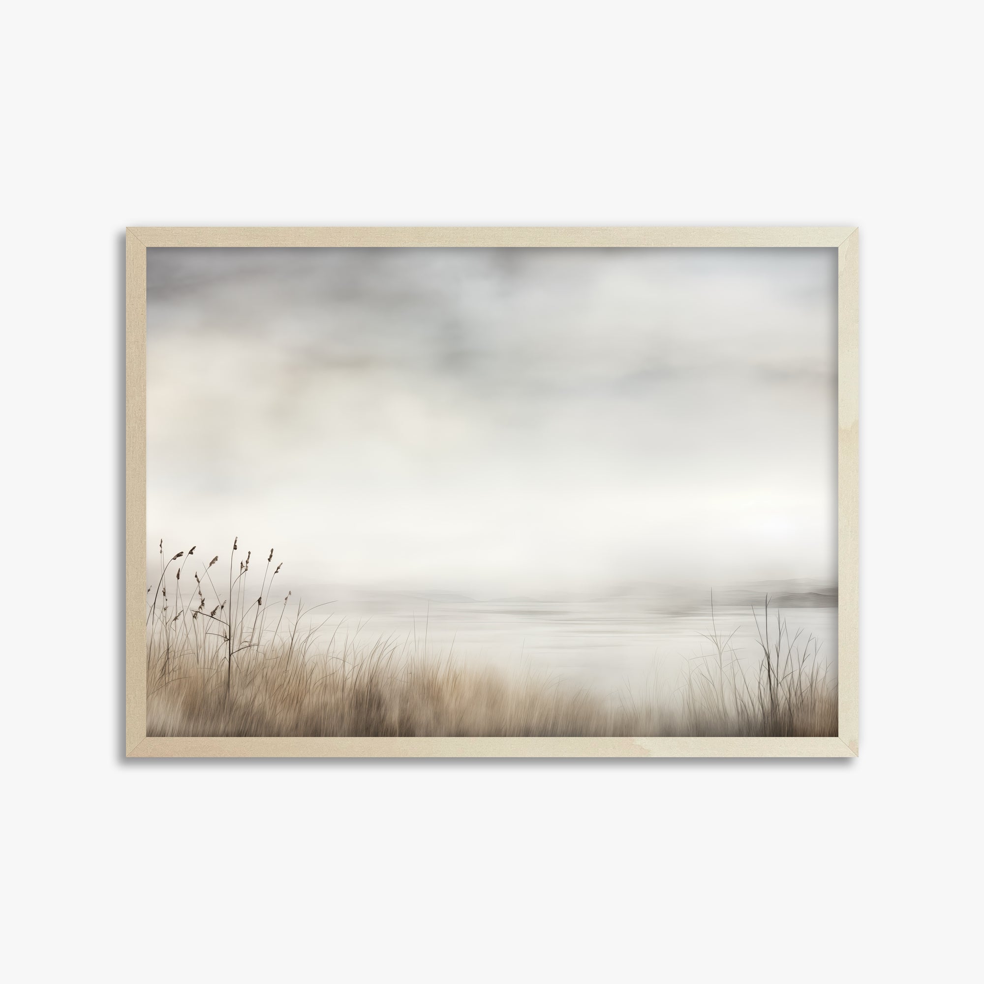Misty Shoreline Serenity, 50x70cm Framed Poster With Lime Wood Frame