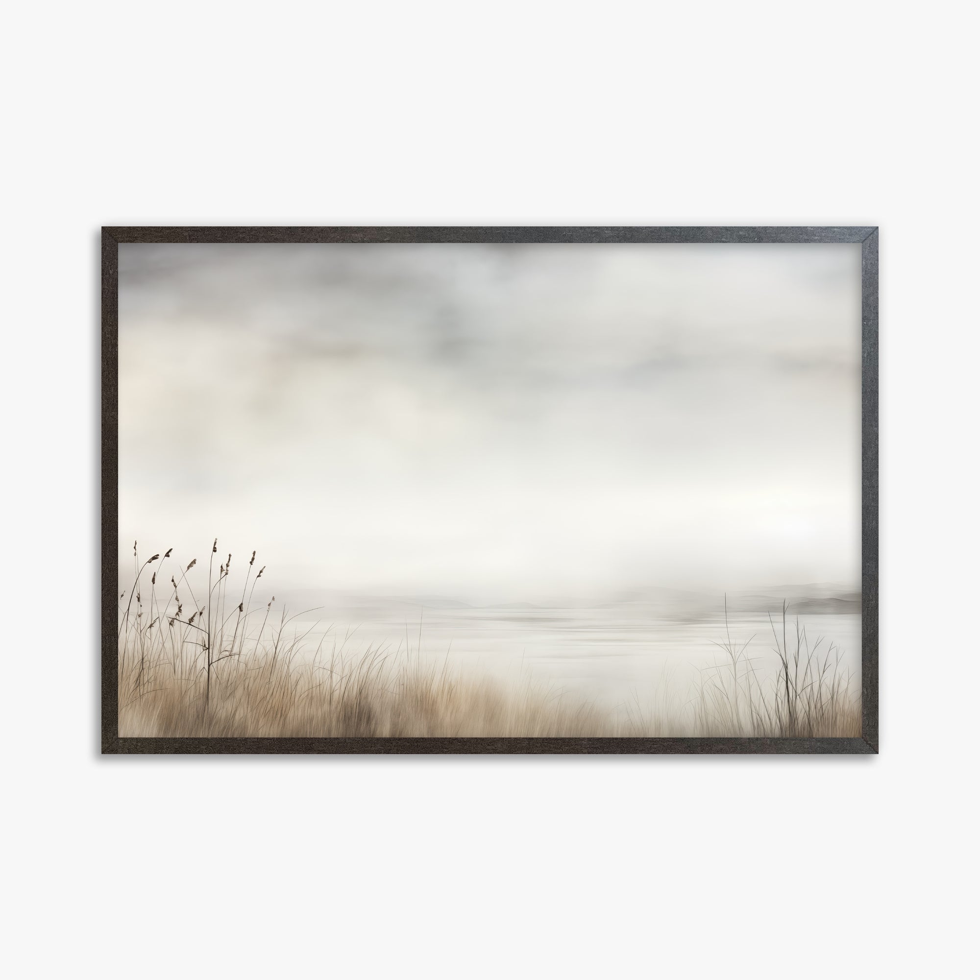 Misty Shoreline Serenity, 61x91cm Framed Poster With Espresso Frame