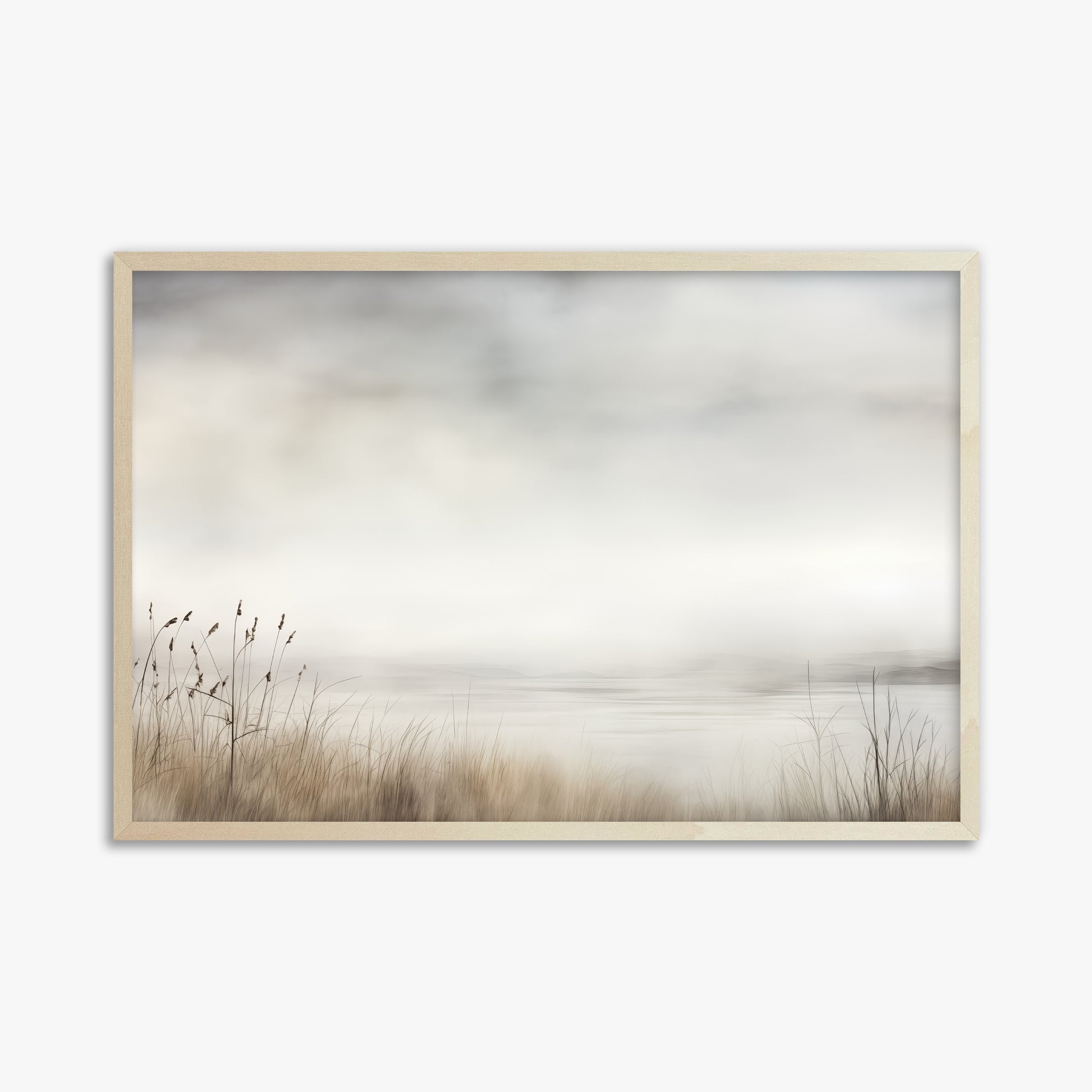 Misty Shoreline Serenity, 61x91cm Framed Poster With Lime Wood Frame