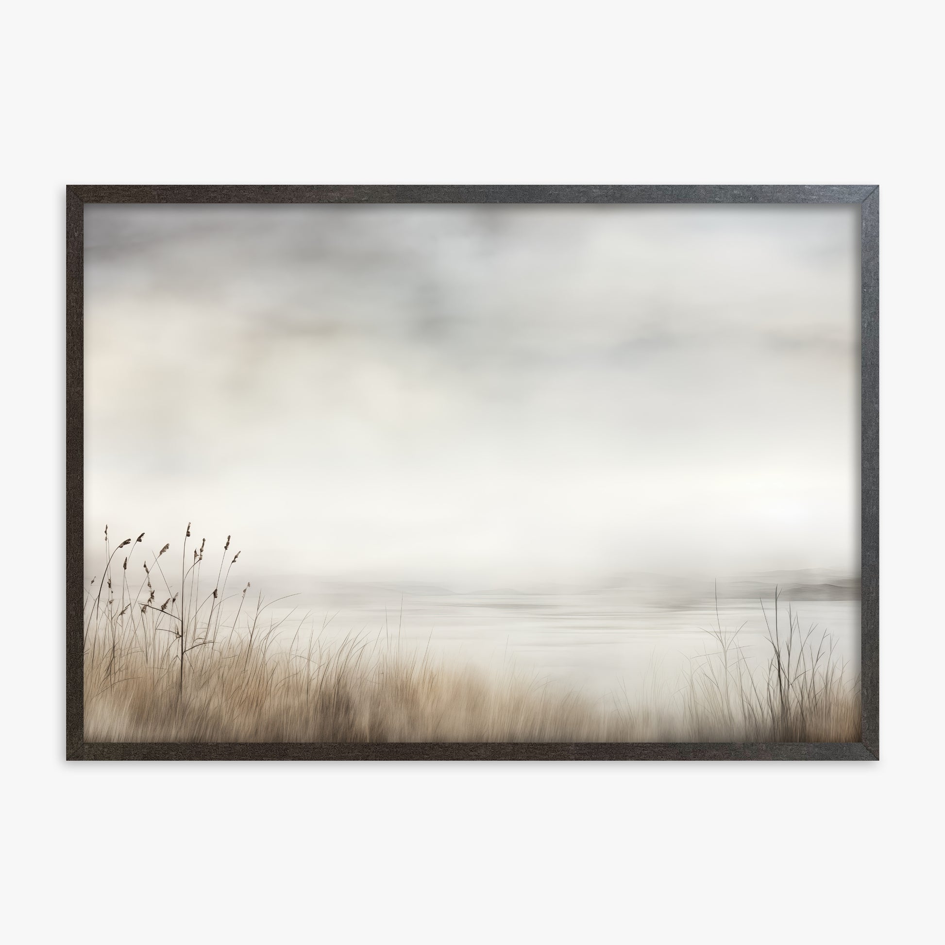 Misty Shoreline Serenity, 70x100cm Framed Poster With Espresso Frame