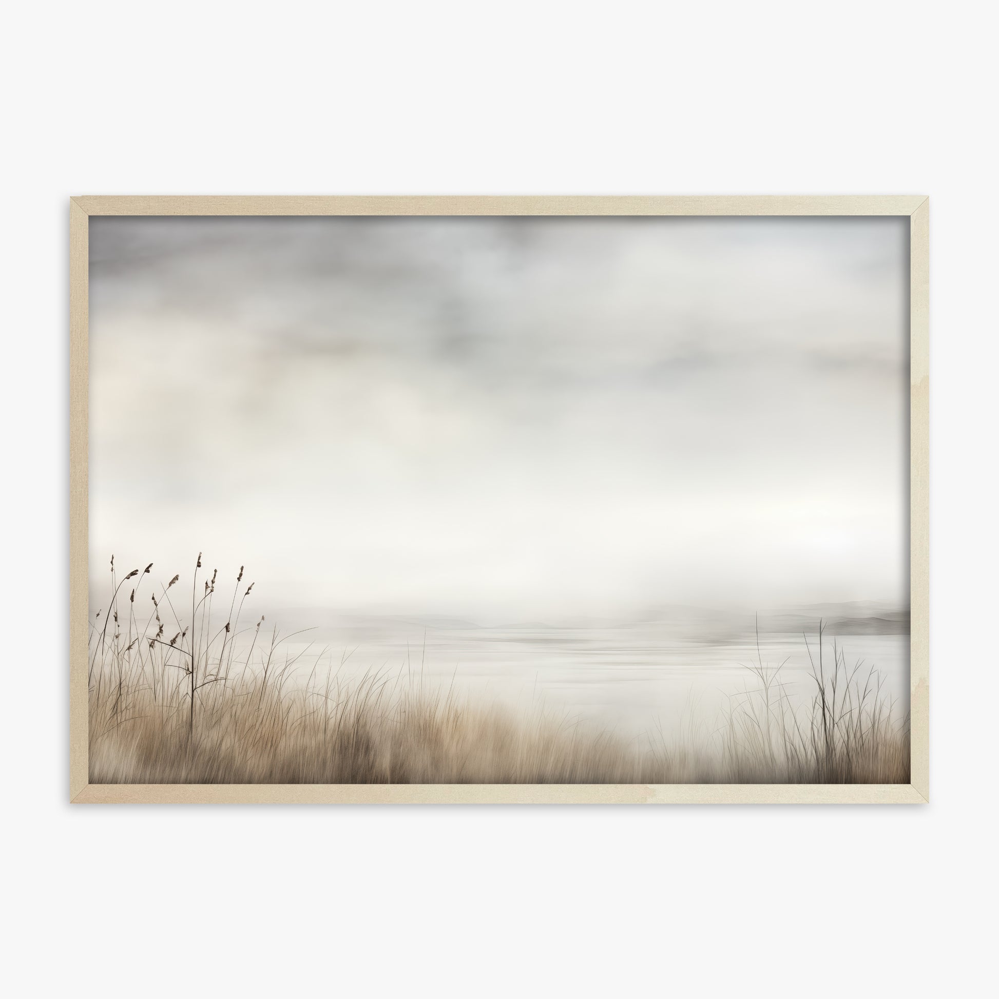 Misty Shoreline Serenity, 70x100cm Framed Poster With Lime Wood Frame