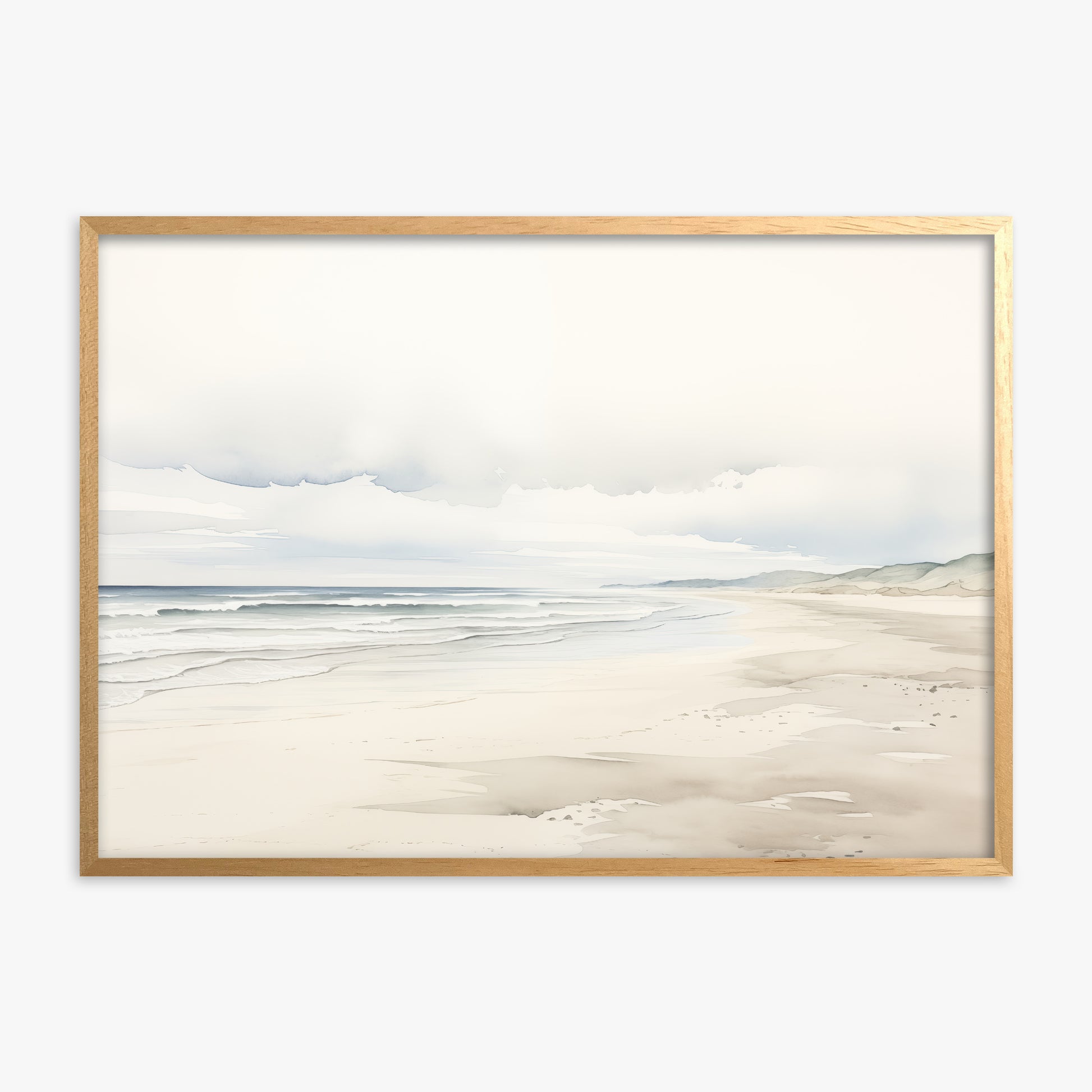 Serene Shoreline, Oak Framed Poster With Oak Frame