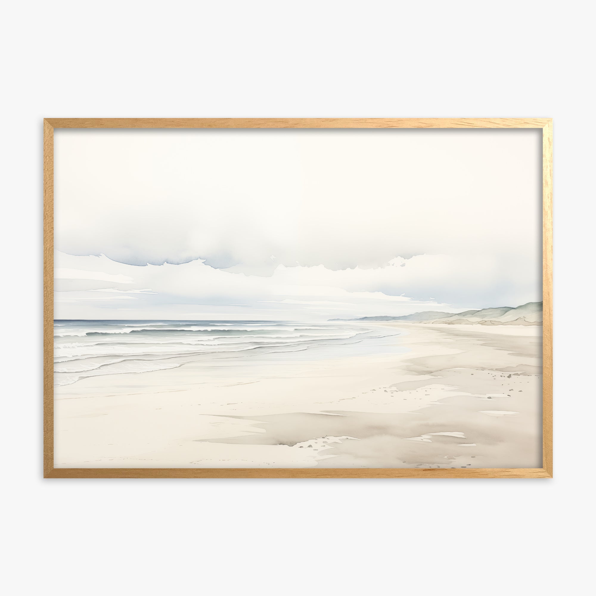 Serene Shoreline, Oak Framed Poster With Oak Frame