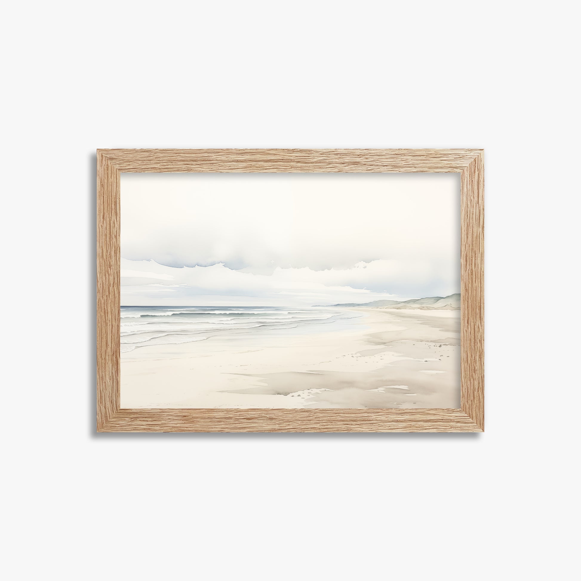 Serene Shoreline, 21x30cm Framed Poster With Raw Oak Frame