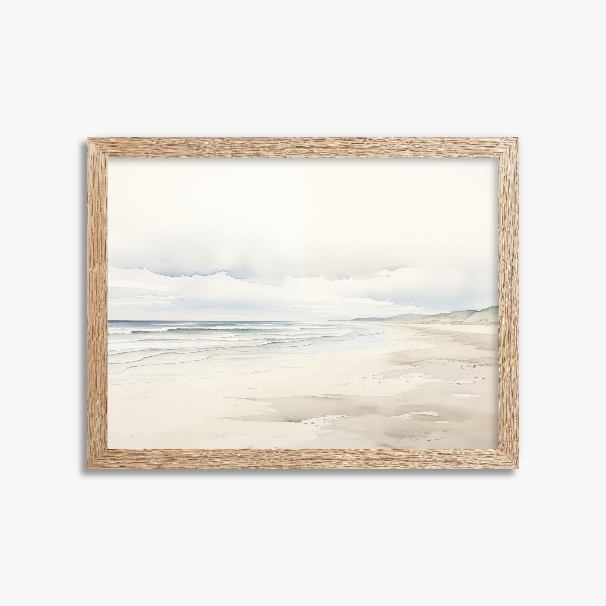 Serene Shoreline, 30x40cm Framed Poster With Raw Oak Frame